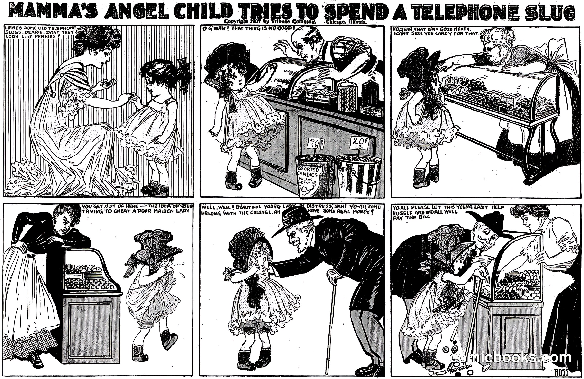 Mamma's Angel Child Tries to Spend a Telephone Slug
