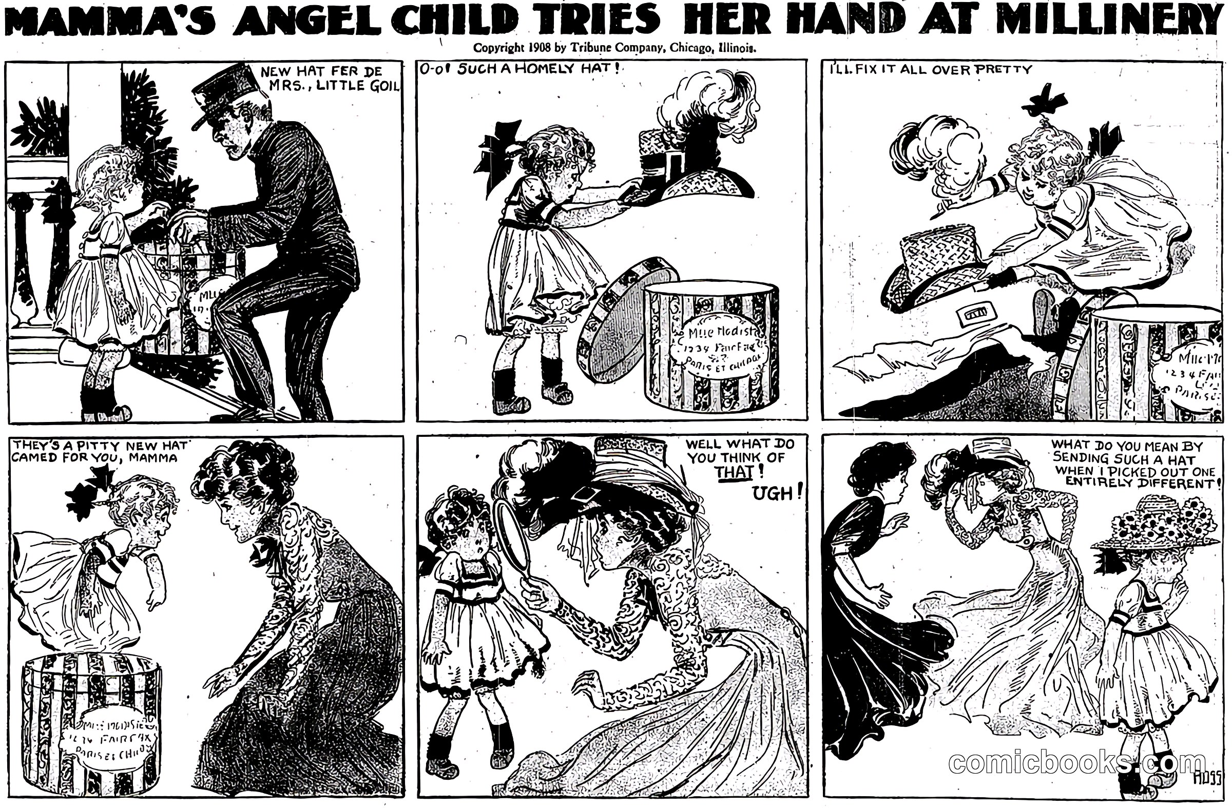 Mamma's Angel Child Tries Her Hand at Millinery