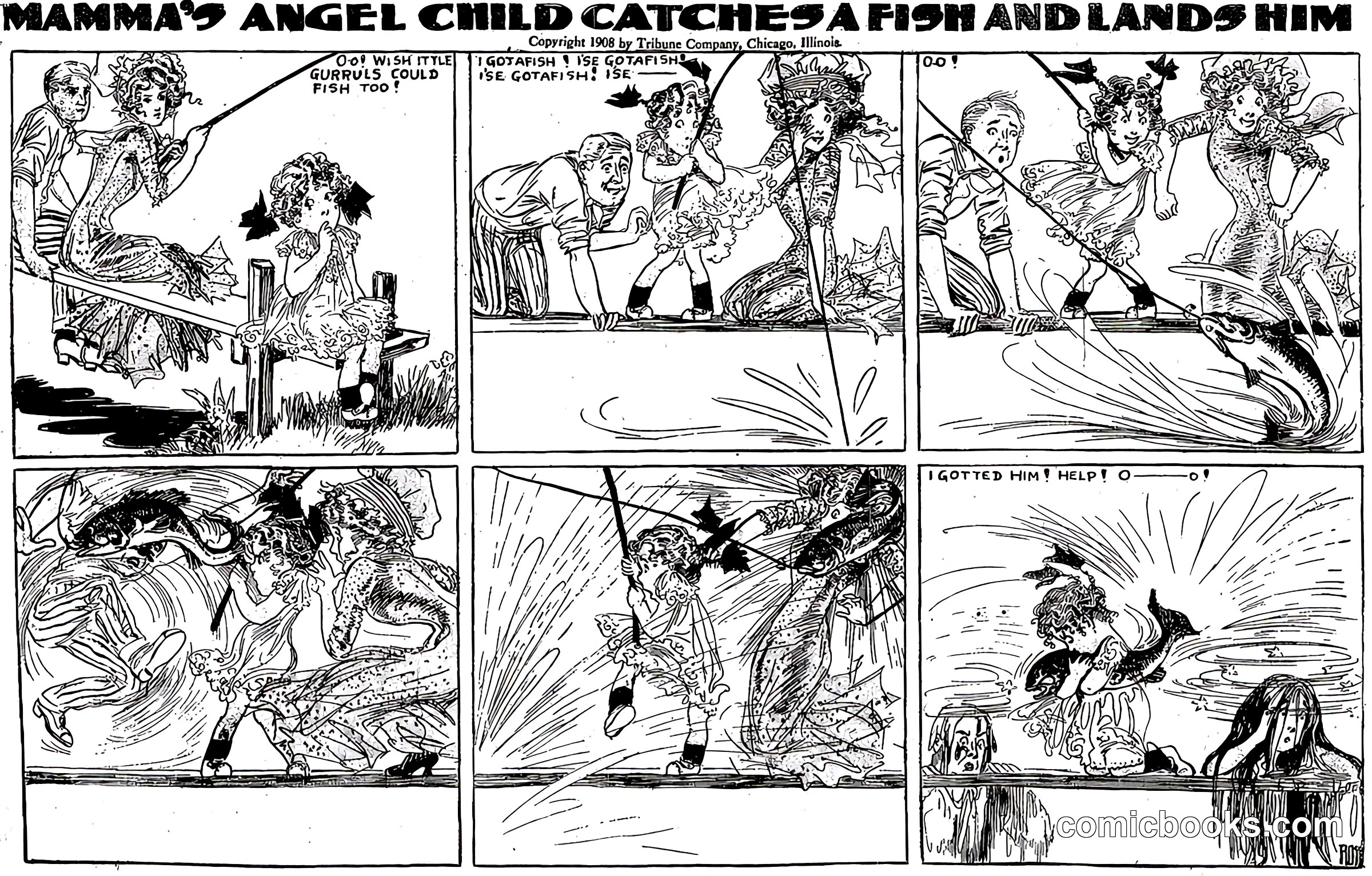 Mamma's Angel Child Catches a Fish and Lands Him