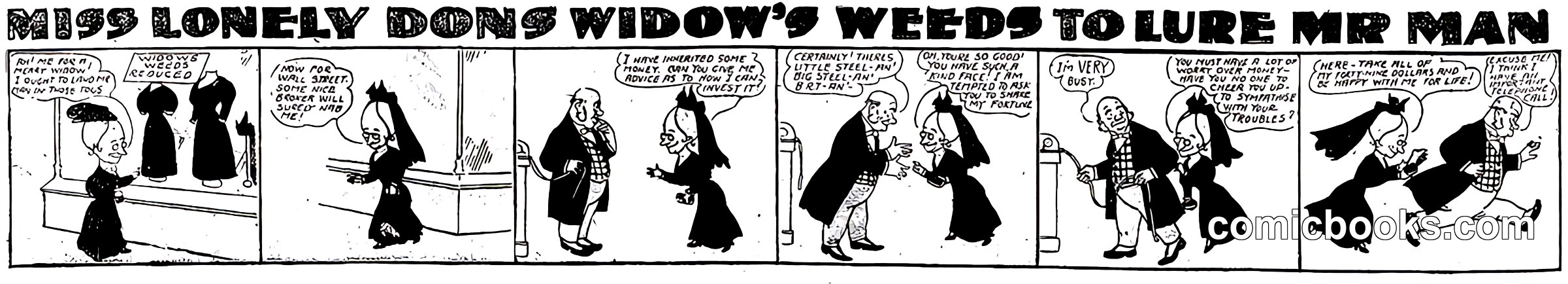 Miss Lonely Dons Widow's Weeds to Lure Mr. Man