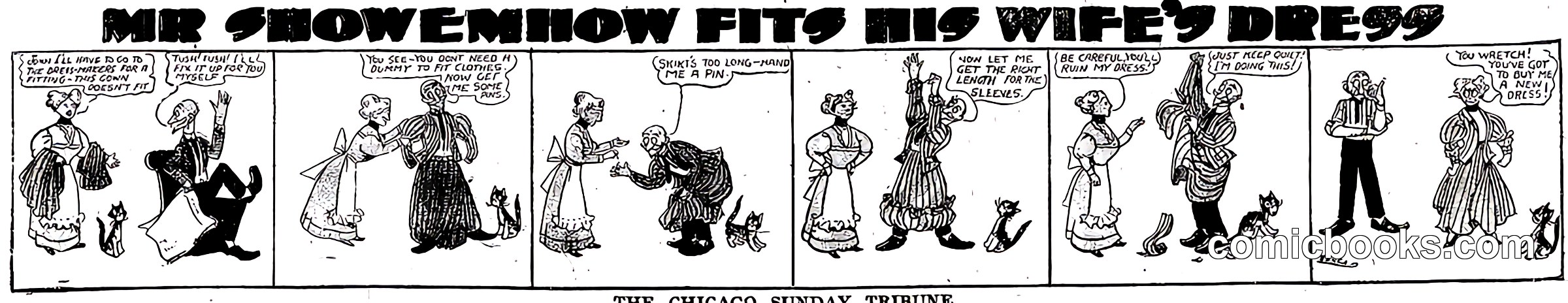 Mr. Showemhow Fits His Wife's Dress