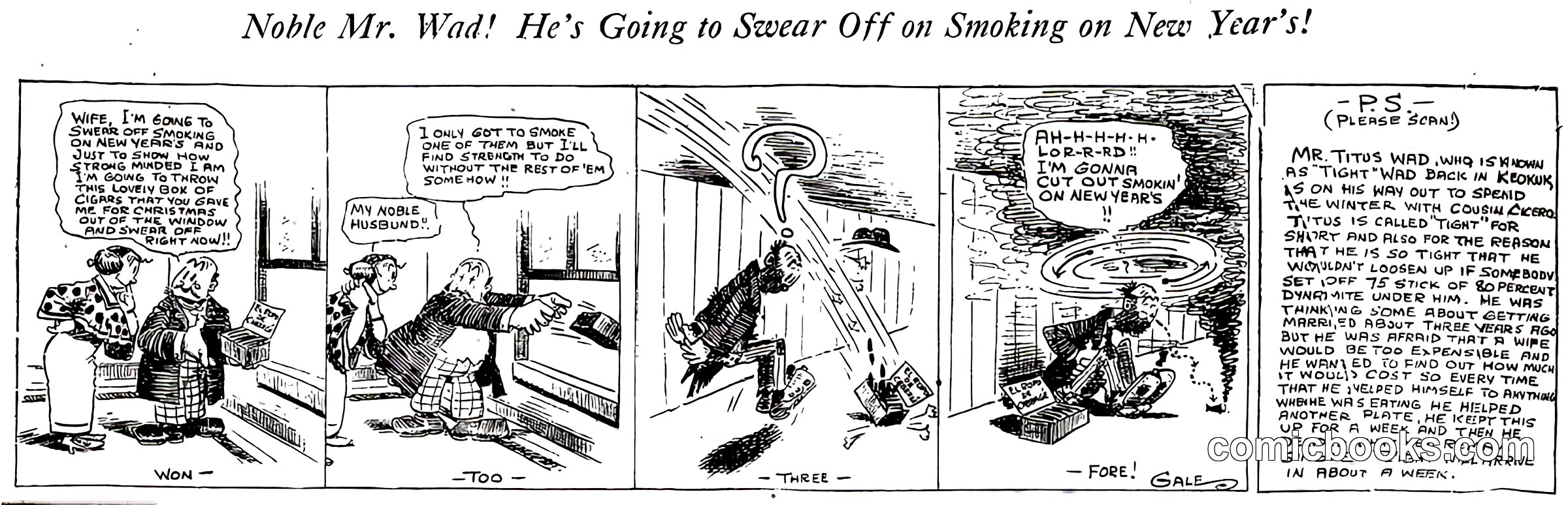 Noble Mr. Wad! He's Going to Swear Off on Smoking on New Year's!