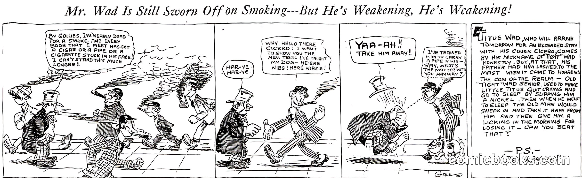 Mr. Wad Is Still Sworn Off on Smoking—But He's Weakening, He's Weakening!