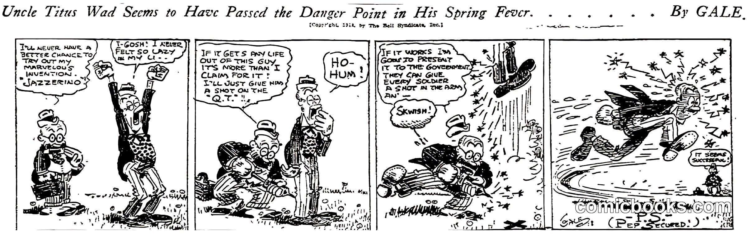 Uncle Titus Wad Seems to Have Passed the Danger Point in His Spring Fever