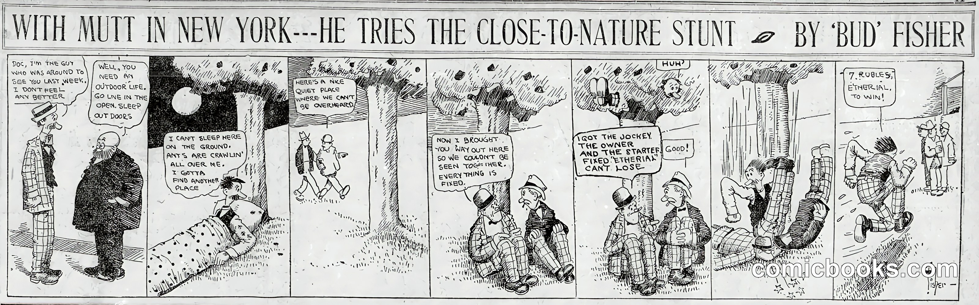 Mutt and Jeff — "He Tries the Close-to-Nature Stunt"