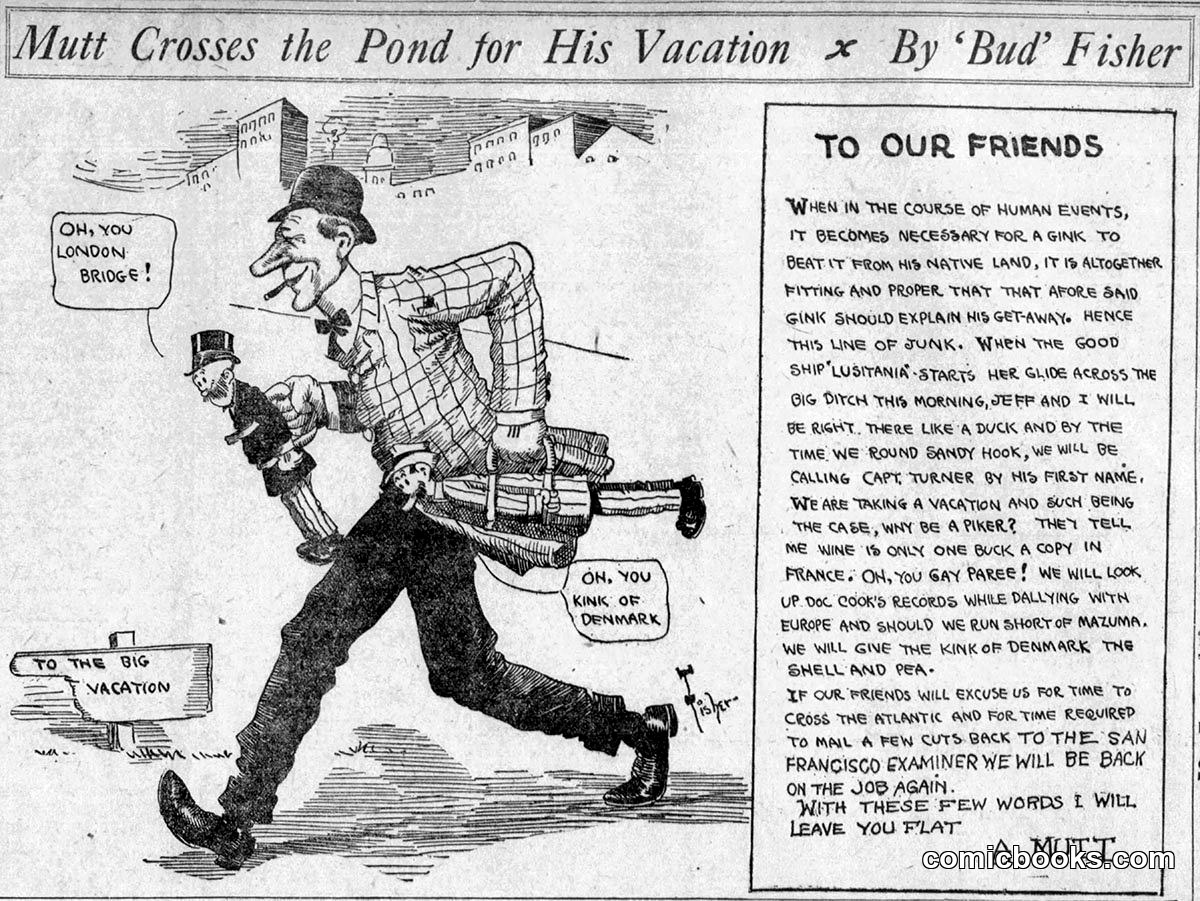 Mutt and Jeff — "Mutt Crosses the Pond for His Vacation"
