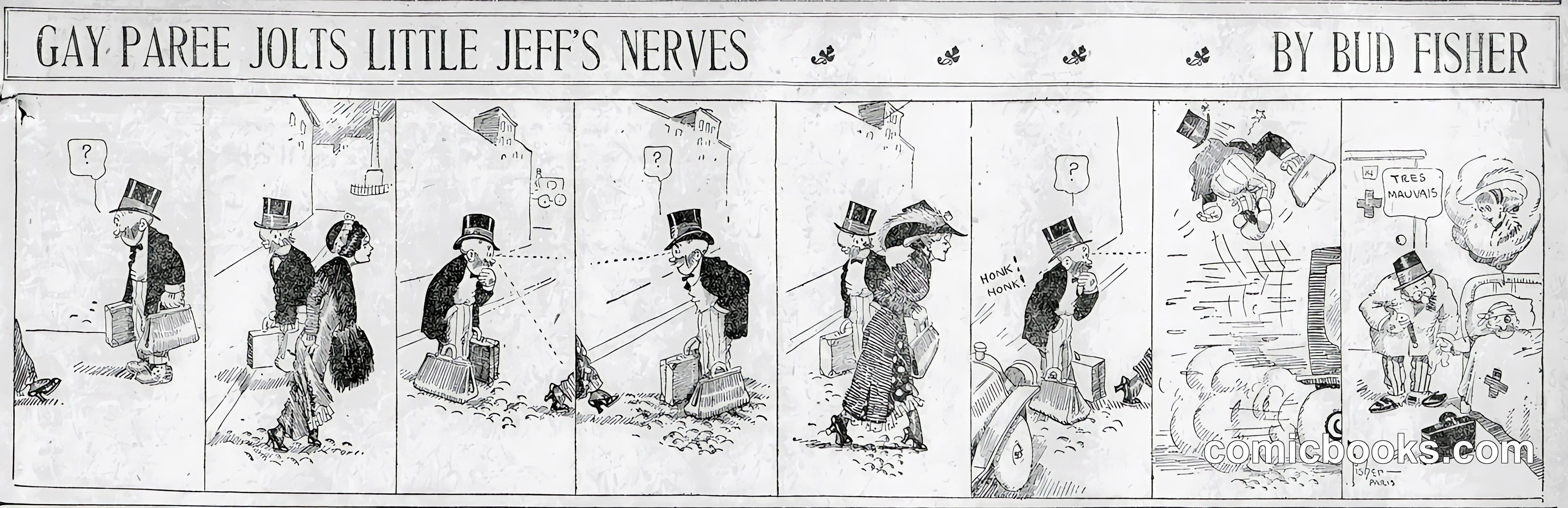 Mutt and Jeff — "Gay Paree Jolts Little Jeff's Nerves"