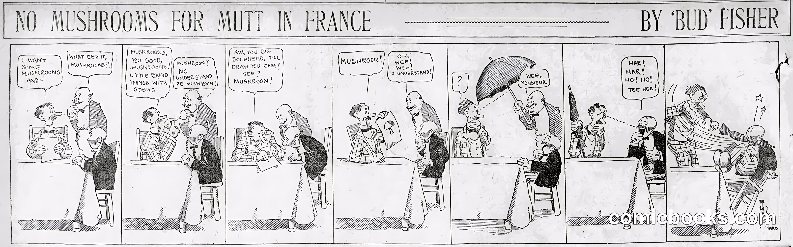Mutt and Jeff — "No Mushrooms for Mutt in France"