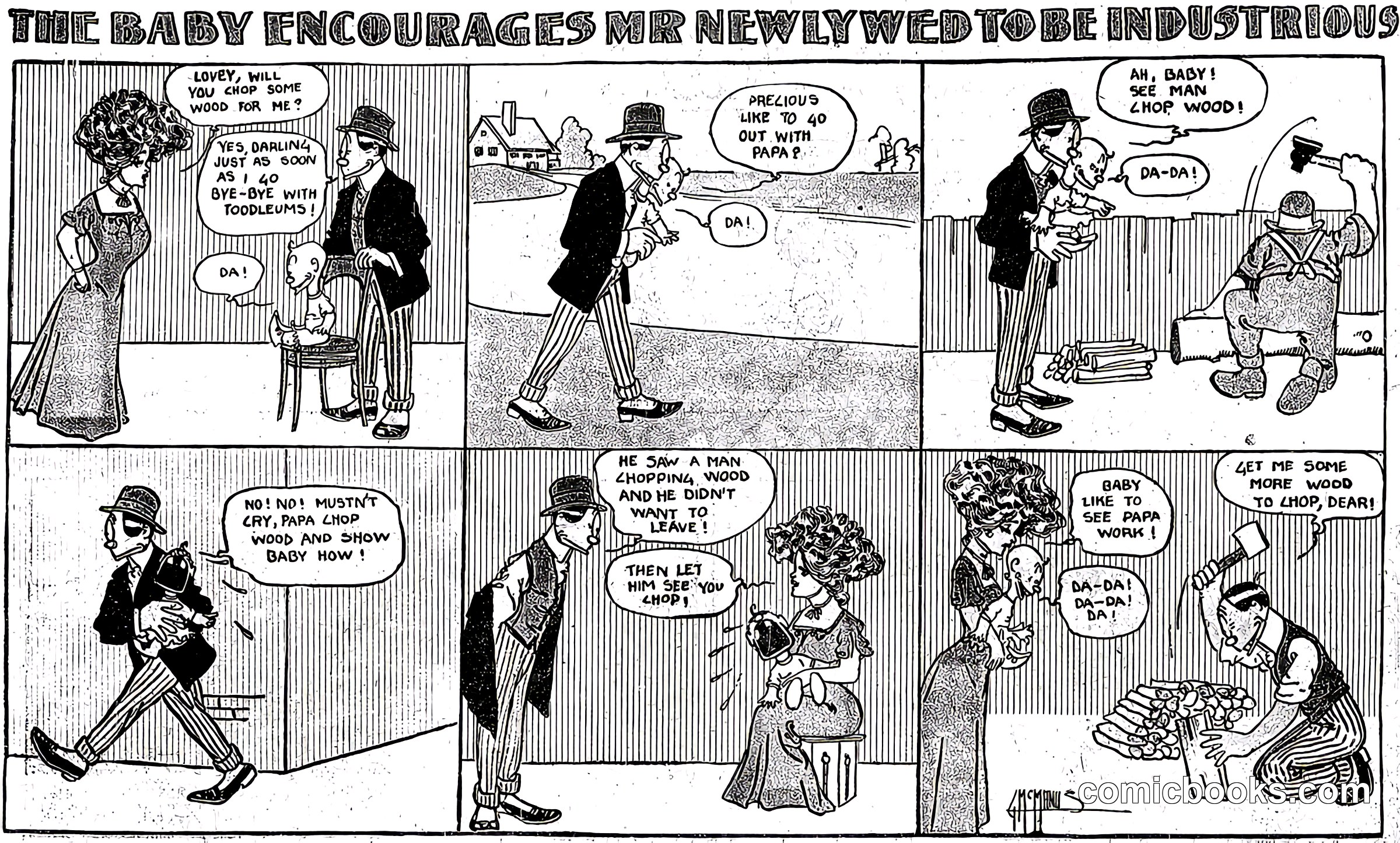 The Baby Encourages Mr. Newlywed to Be Industrious