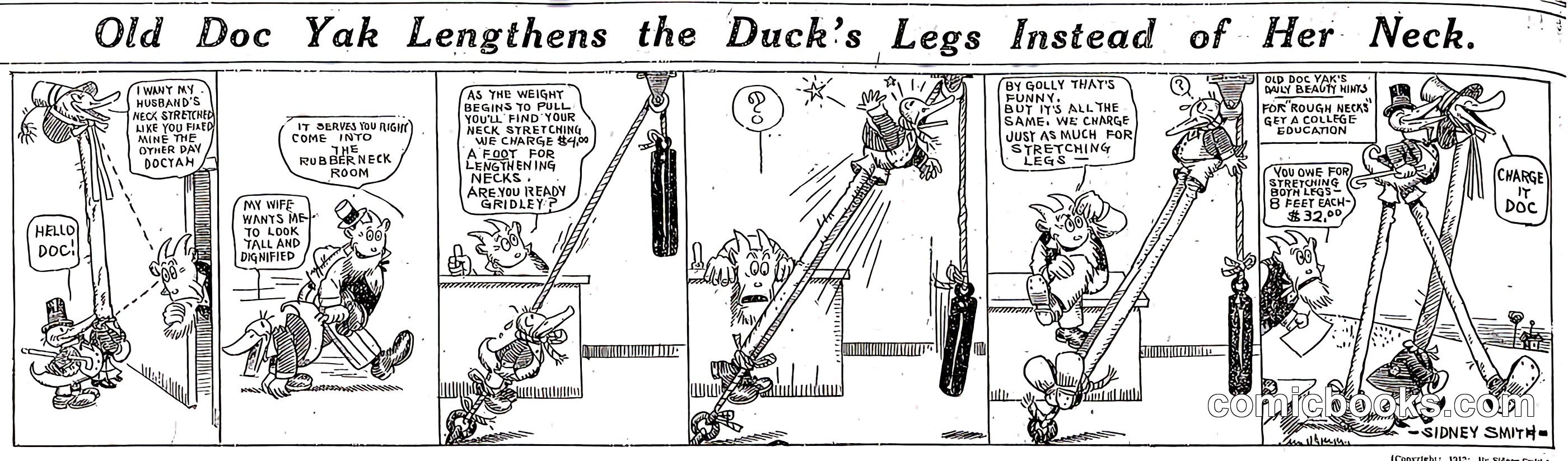 Old Doc Yak Lengthens the Duck's Legs Instead of Her Neck