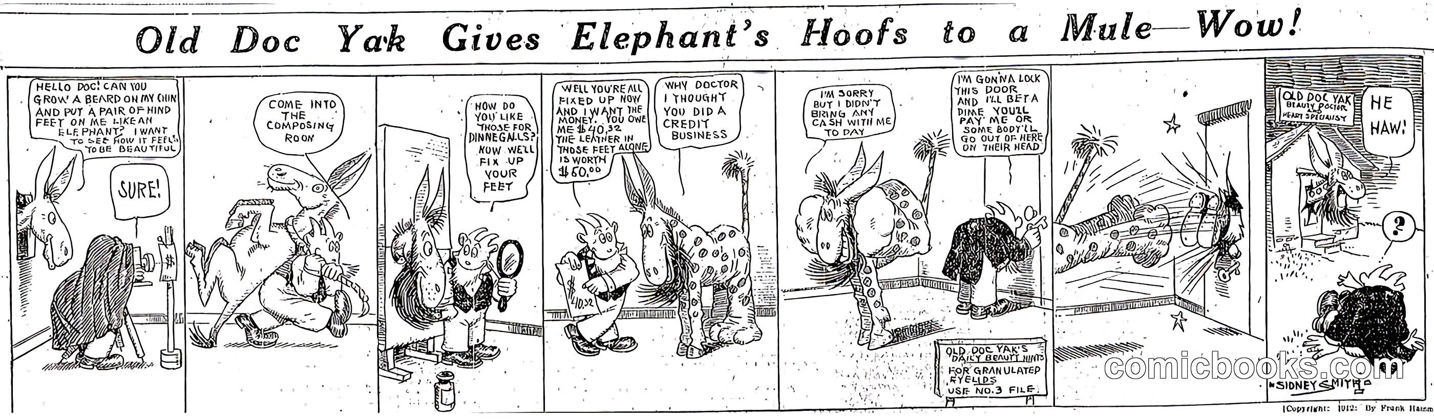 Old Doc Yak Gives Elephant's Hoofs to a Mule