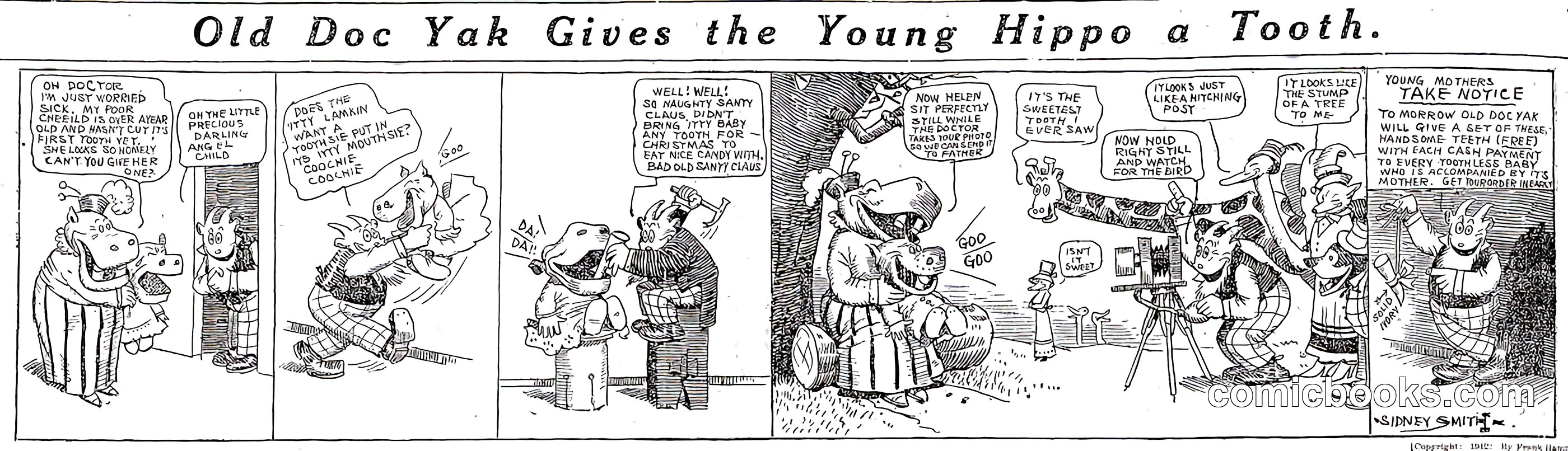 Old Doc Yak Gives the Young Hippo a Tooth