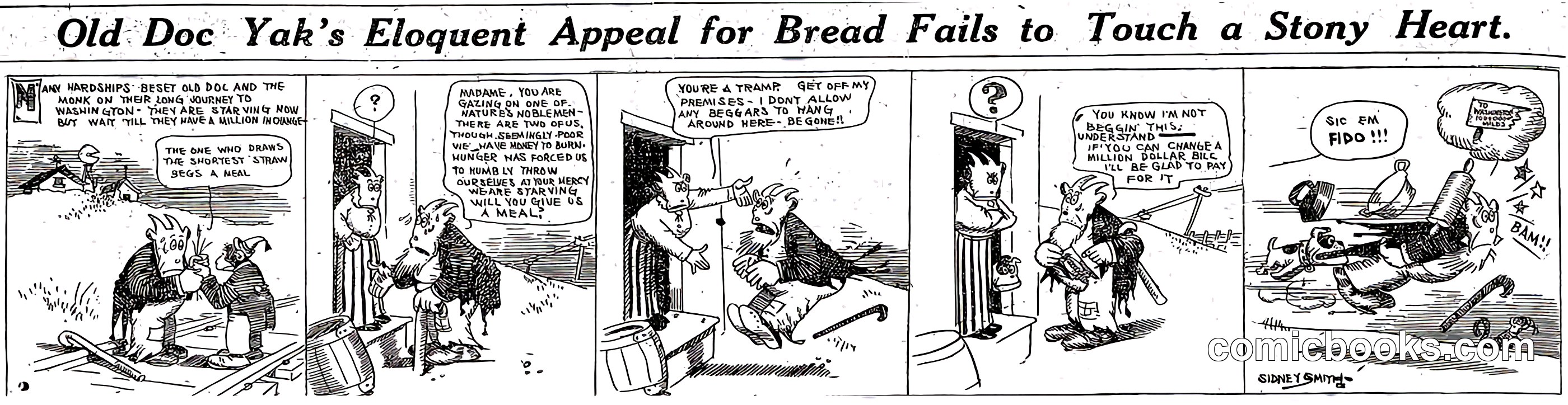 Old Doc Yak's Eloquent Appeal for Bread Fails to Touch a Stony Heart