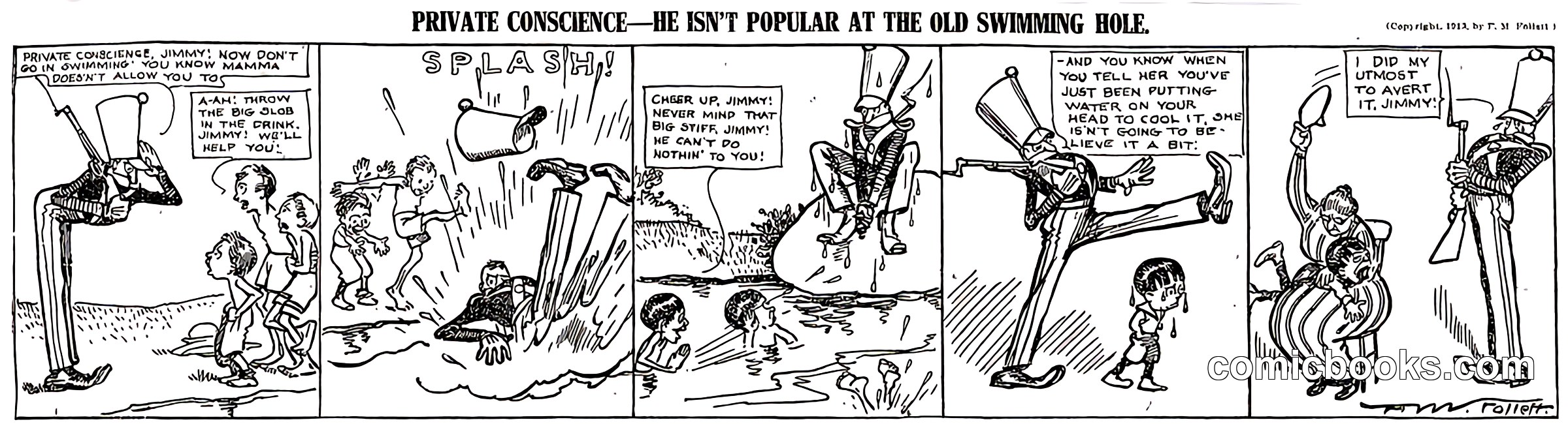 Private Conscience—He Isn't Popular at the Old Swimming Hole