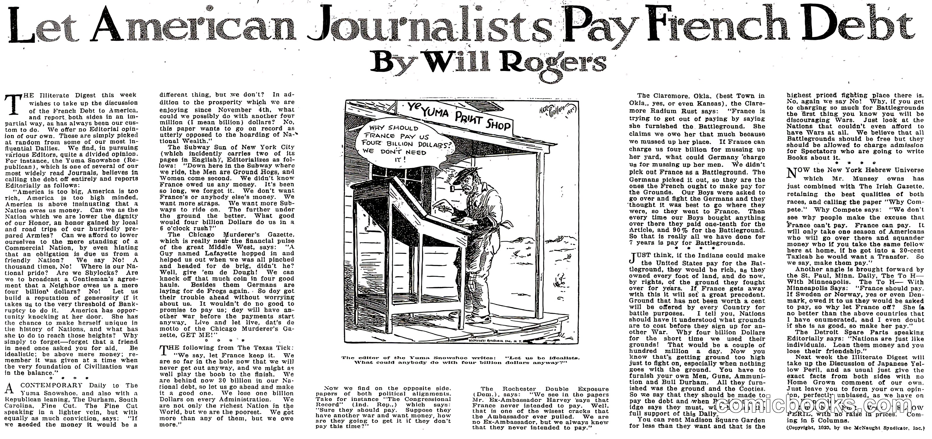Let American Journalists Pay French Debt