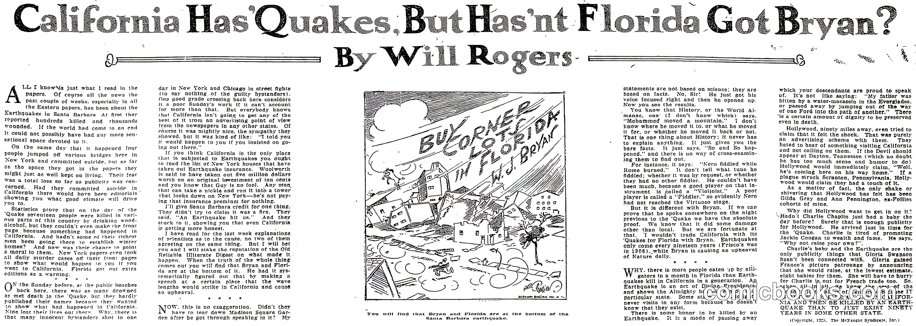 California Has Quakes, But Has't Florida Got Bryan?