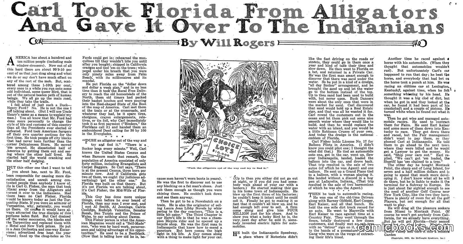 Carl Took Florida From Alligators And Gave It Over To The Indianians