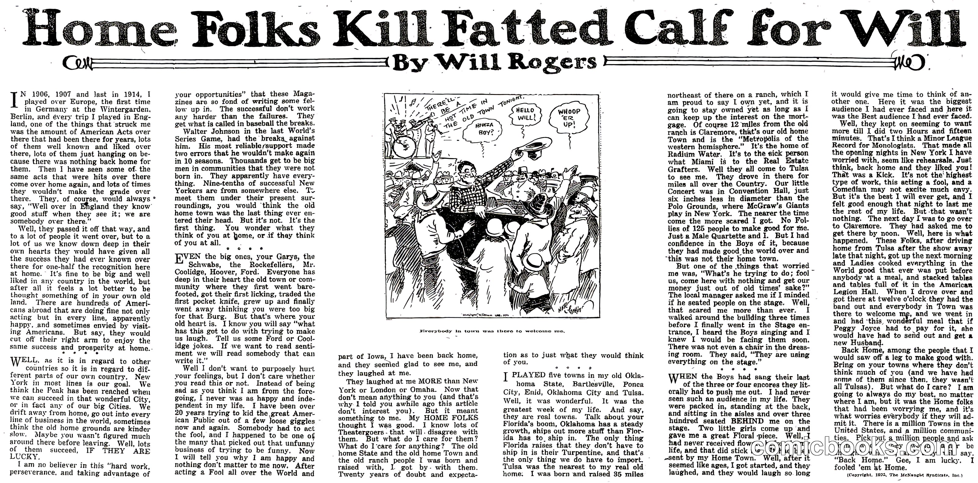Home Folks Kill Fatted Calf for Will