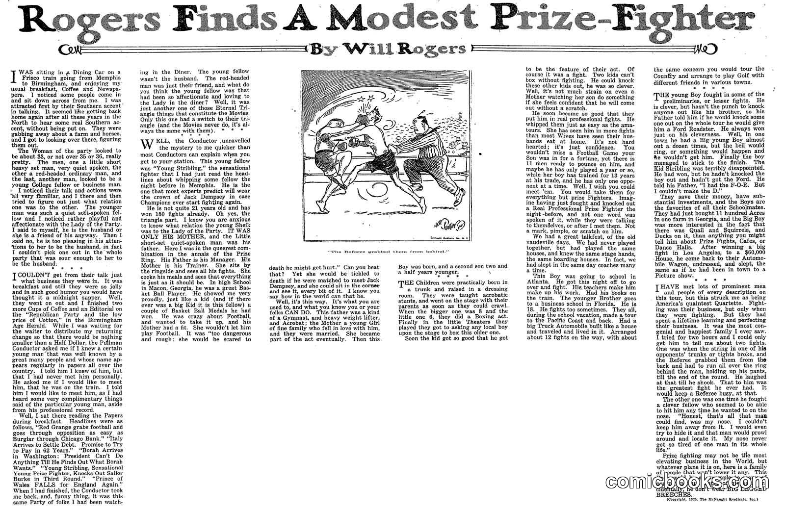 Rogers Finds A Modest Prize-Fighter