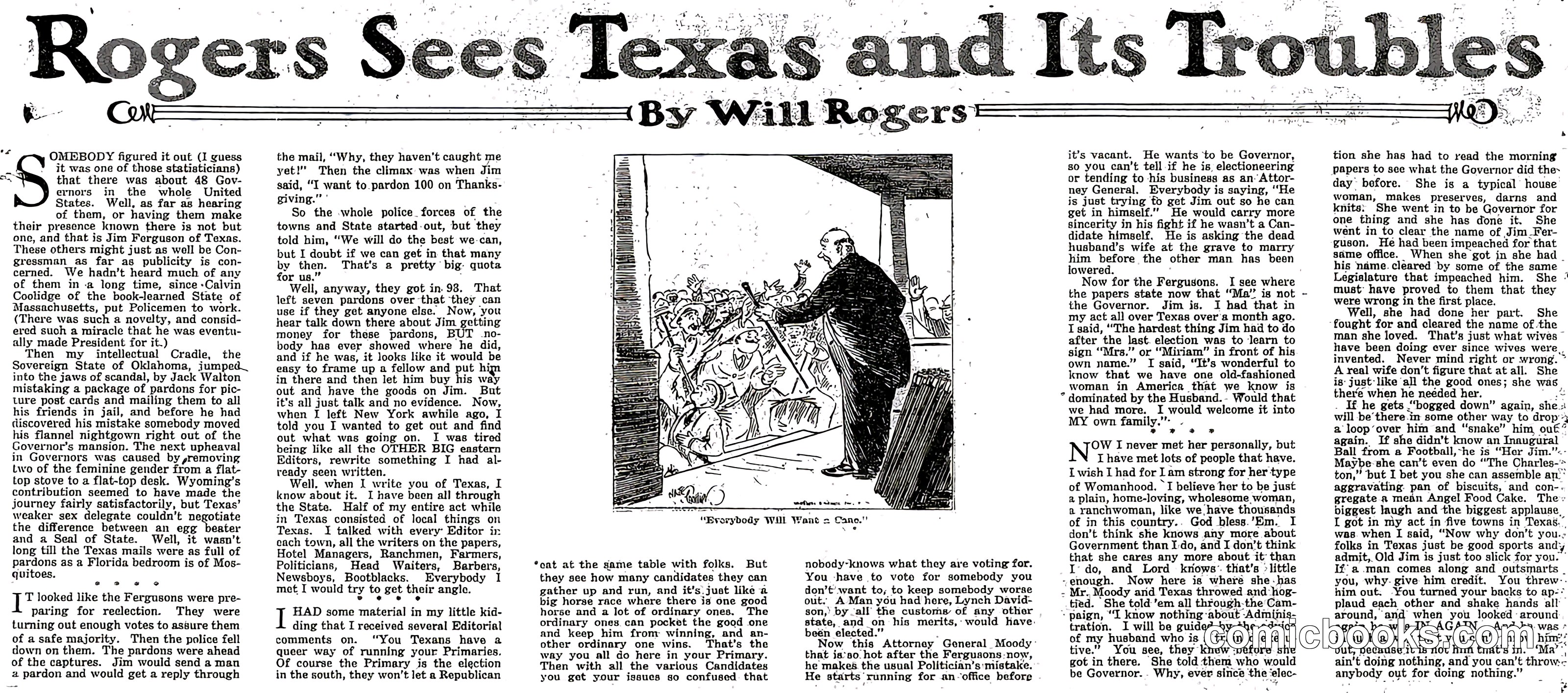 Rogers Sees Texas and Its Troubles