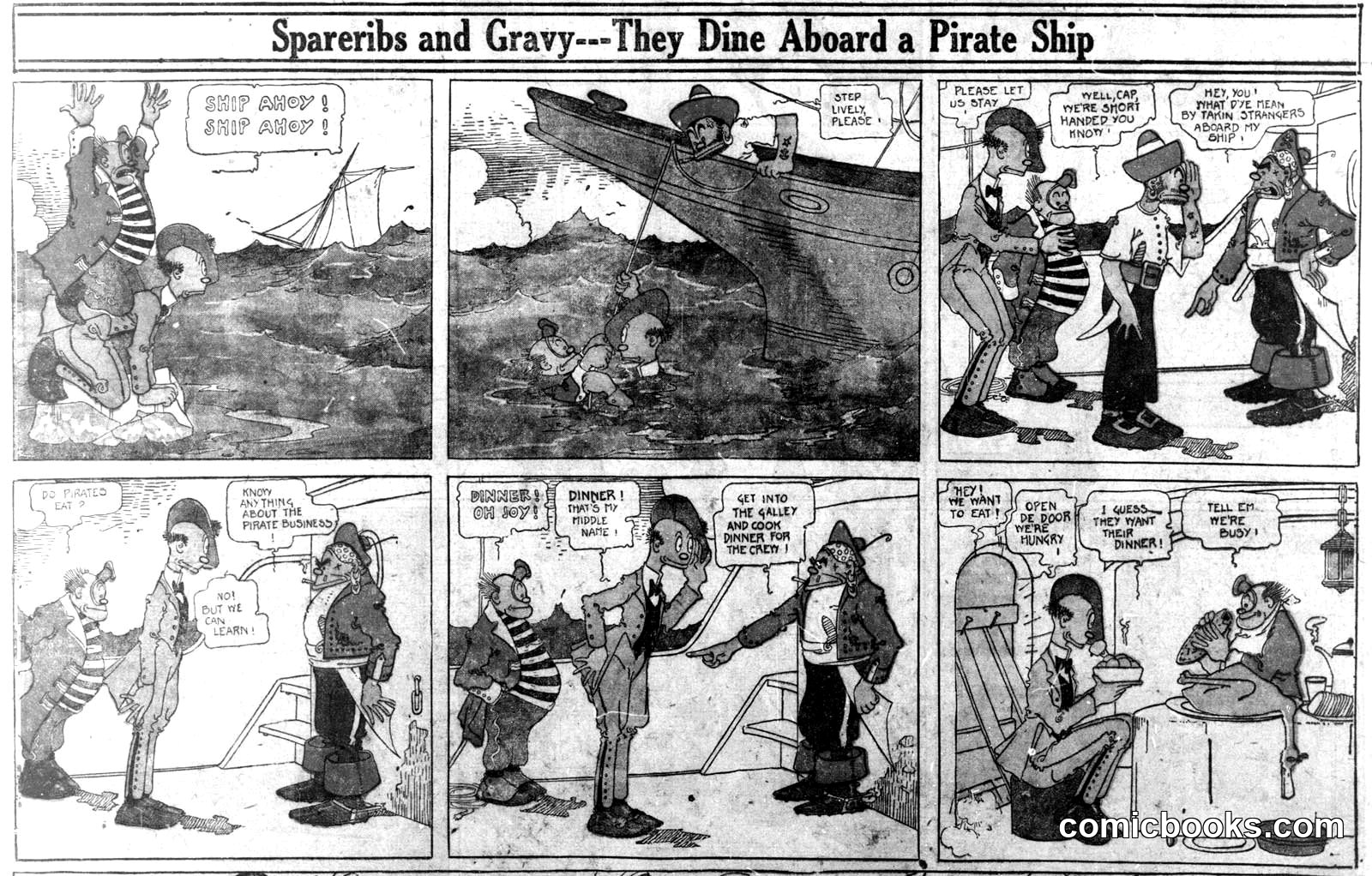Spareribs and Gravy—They Dine Aboard a Pirate Ship