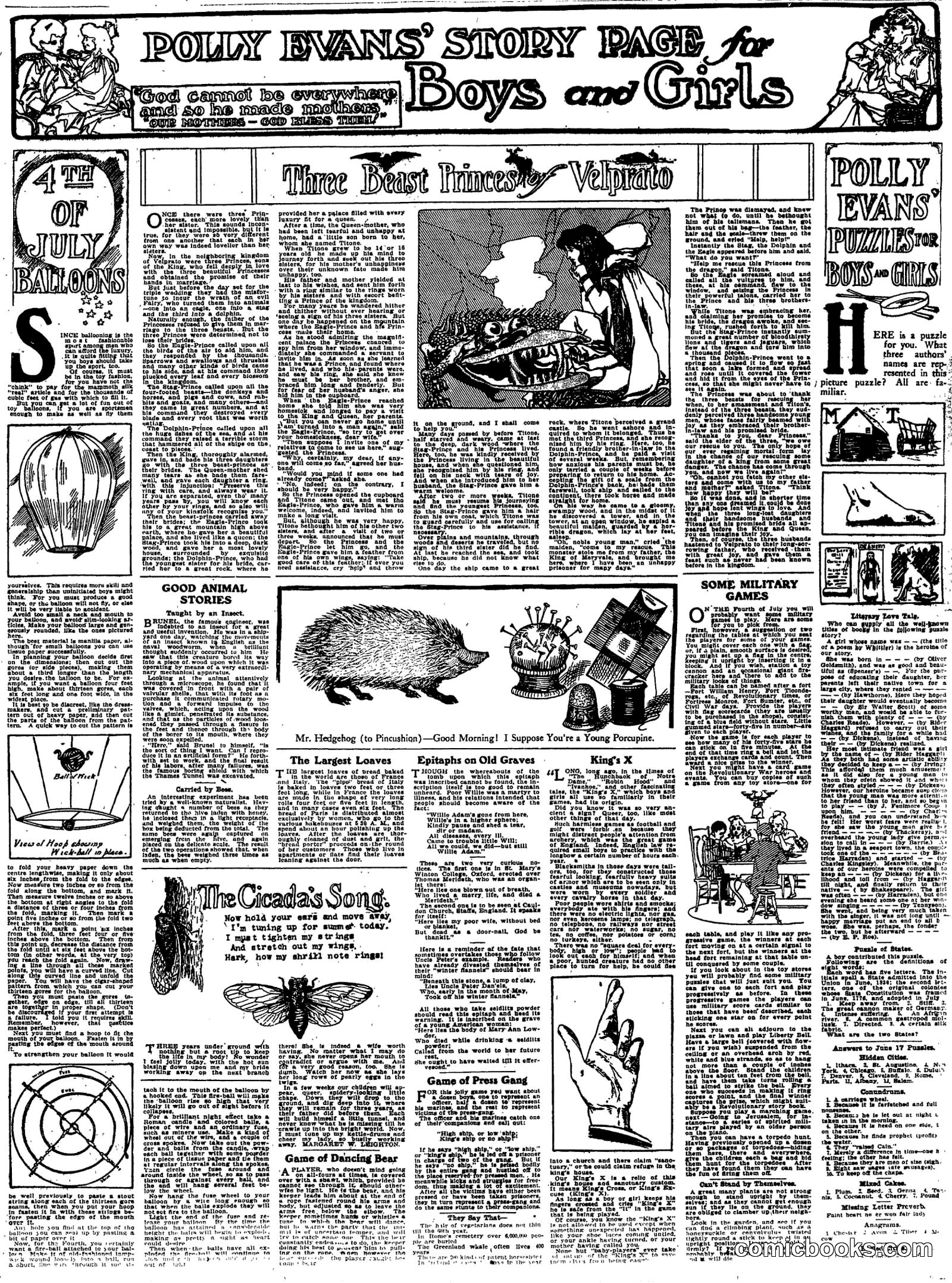 Polly Evans' Story Page for Boys and Girls