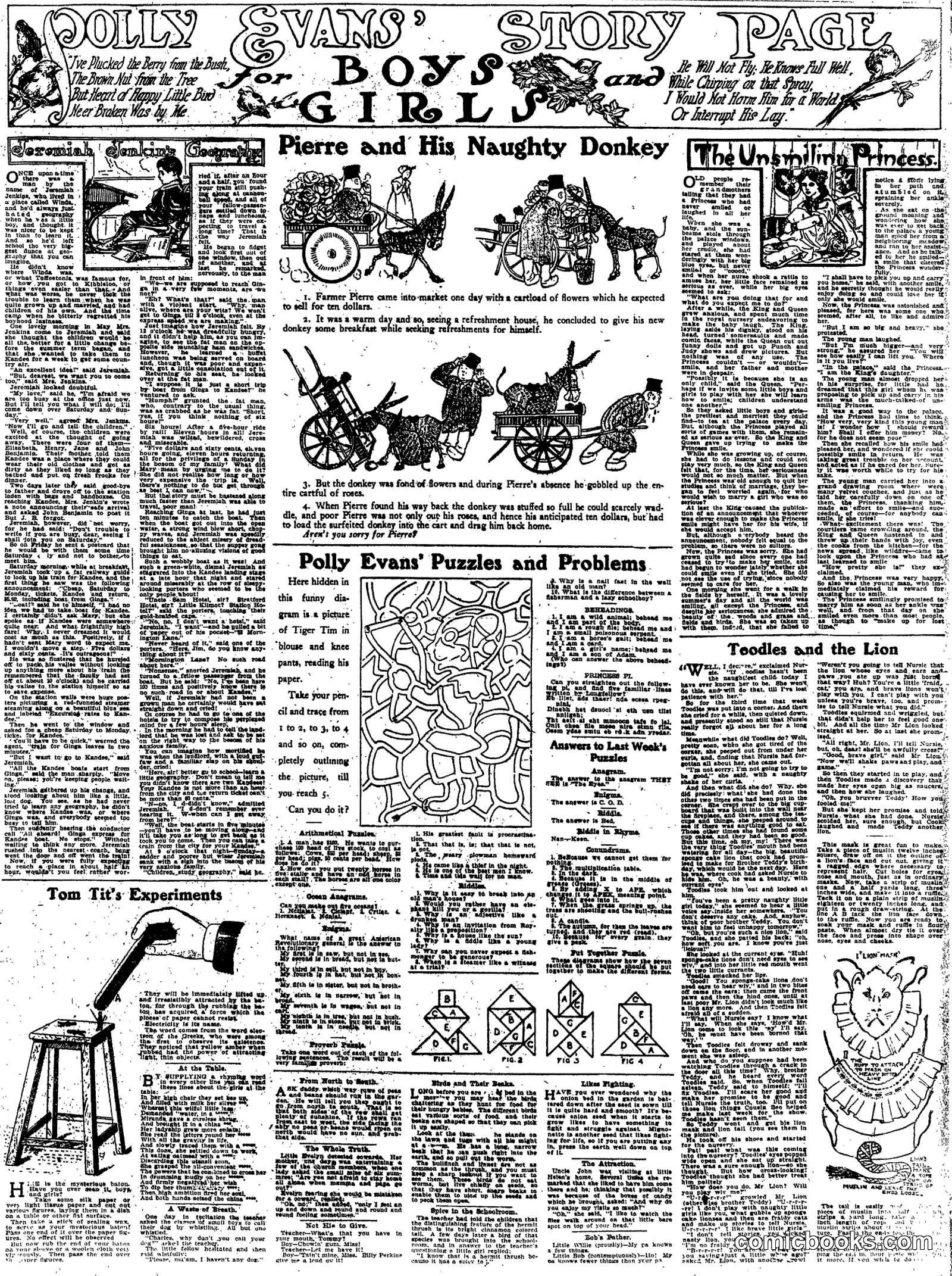 Jolly Evans' Story Page for Boys and Girls