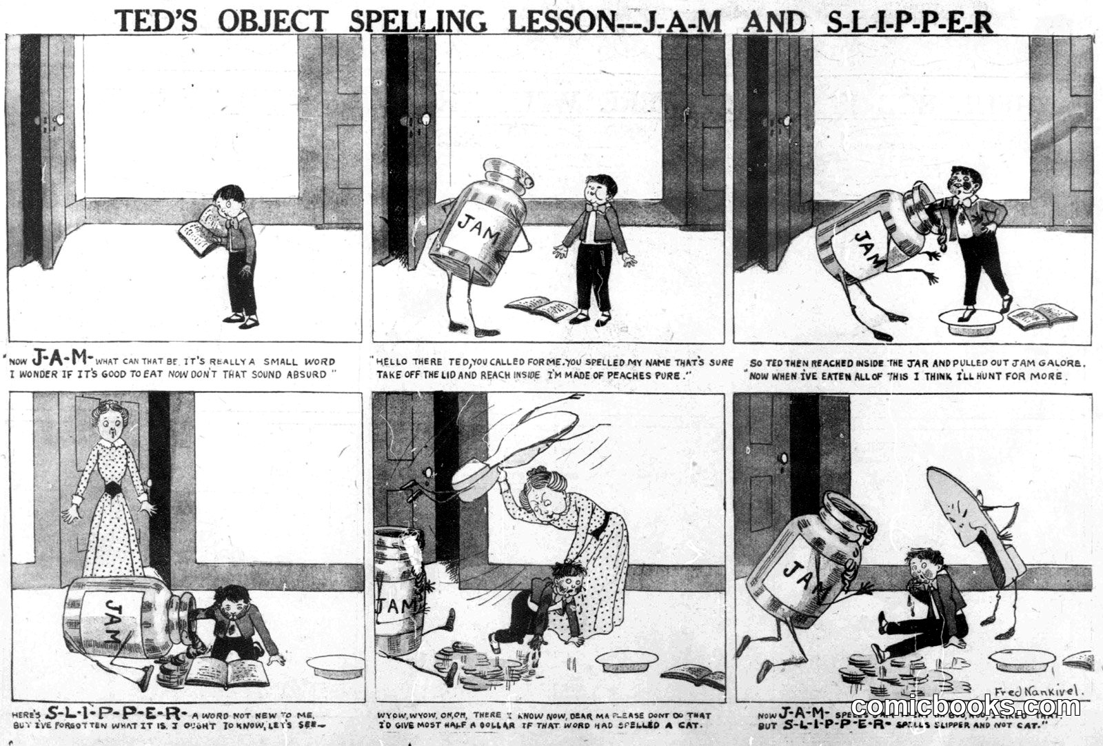 Ted's Object Spelling Lesson—J-A-M and S-L-I-P-P-E-R