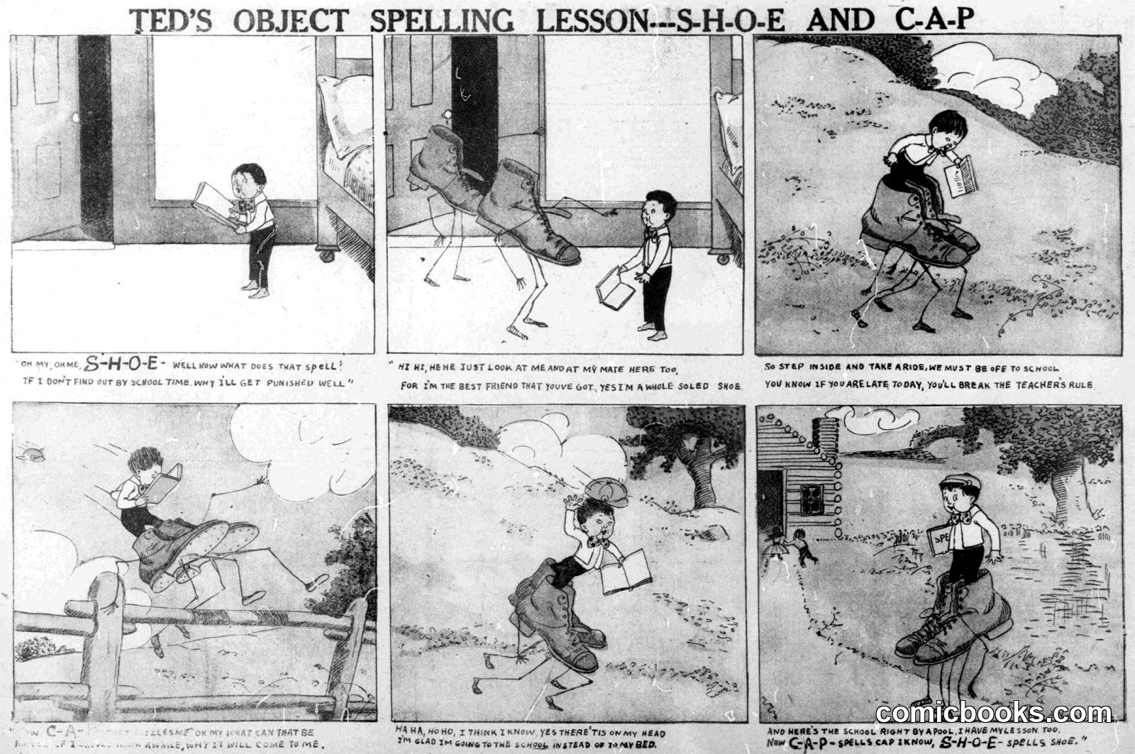 Ted's Object Spelling Lesson—S-H-O-E and C-A-P