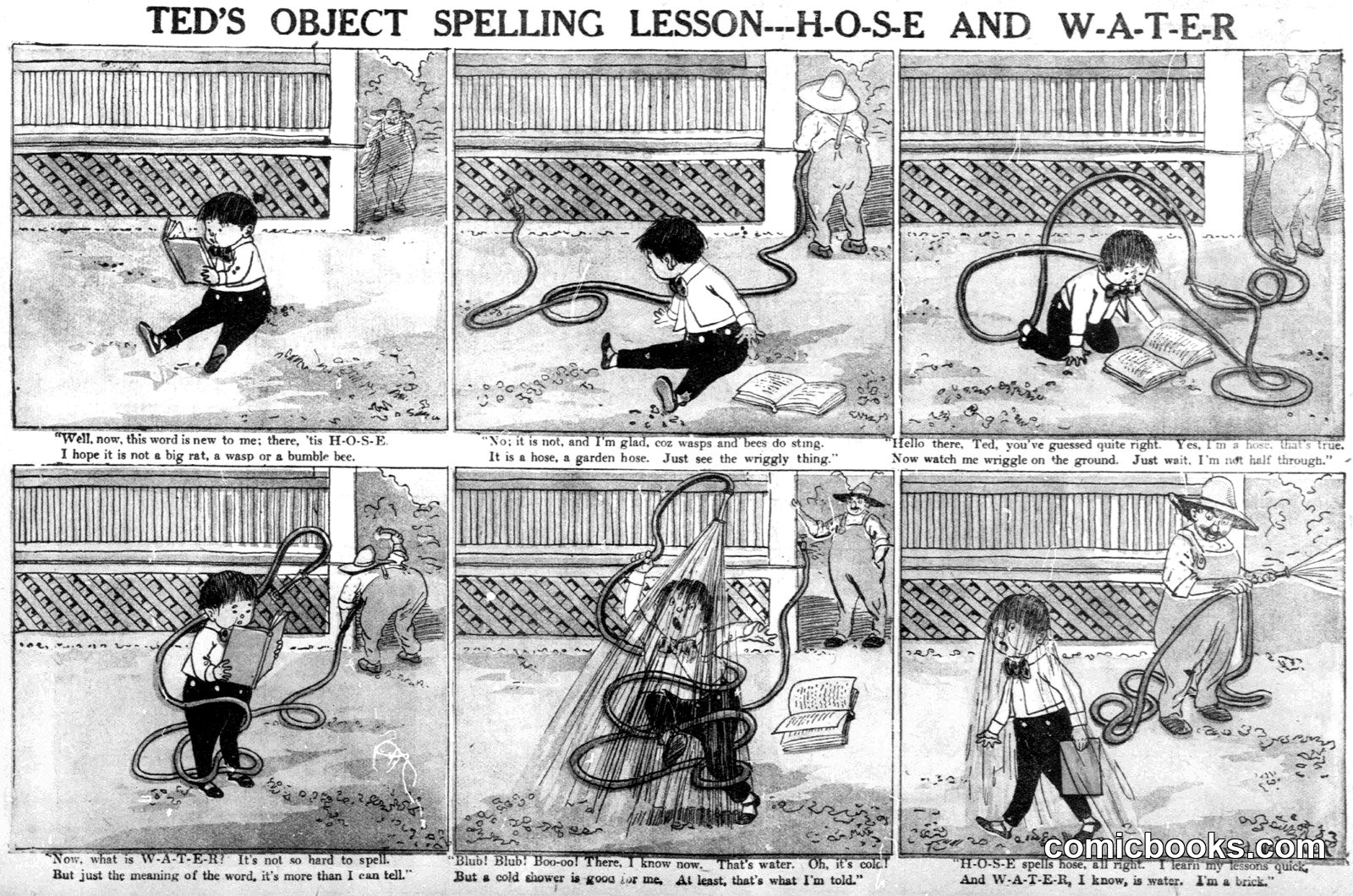Ted's Object Spelling Lesson—H-O-S-E and W-A-T-E-R