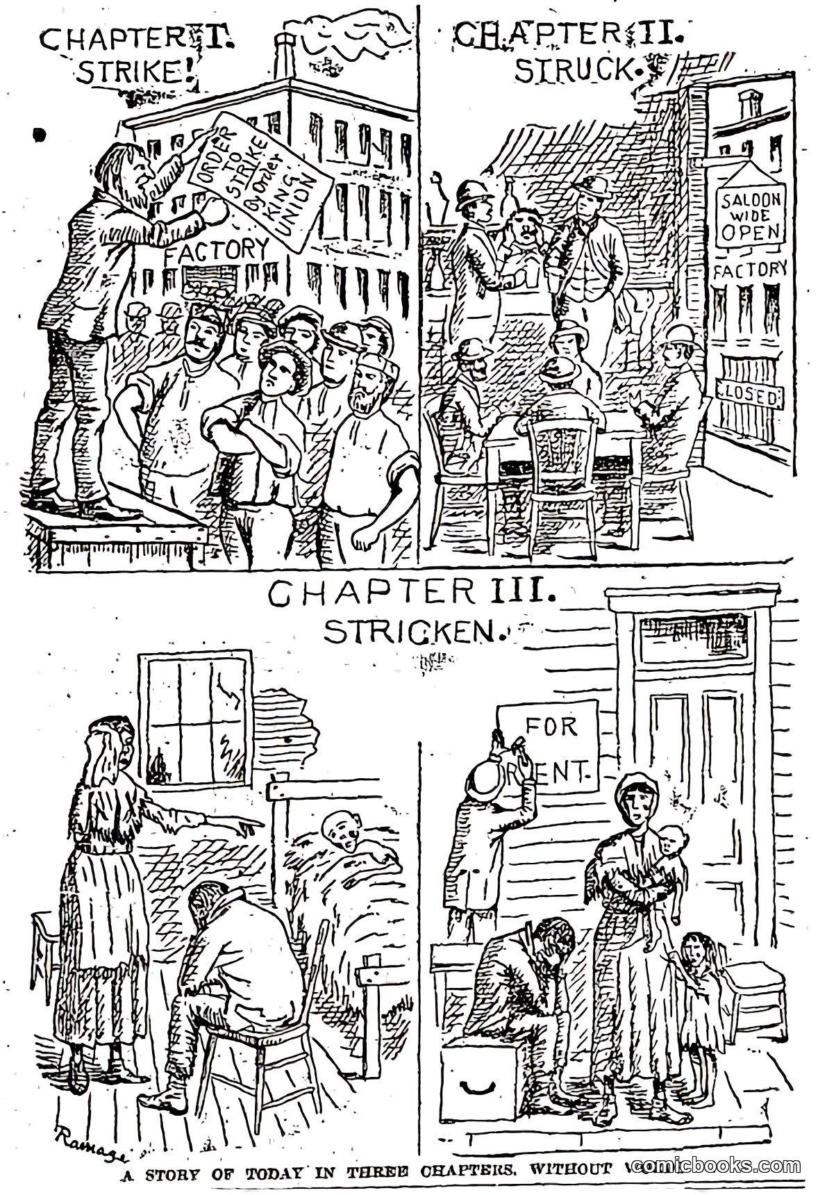 A Story of Today in Three Chapters, Without Words
