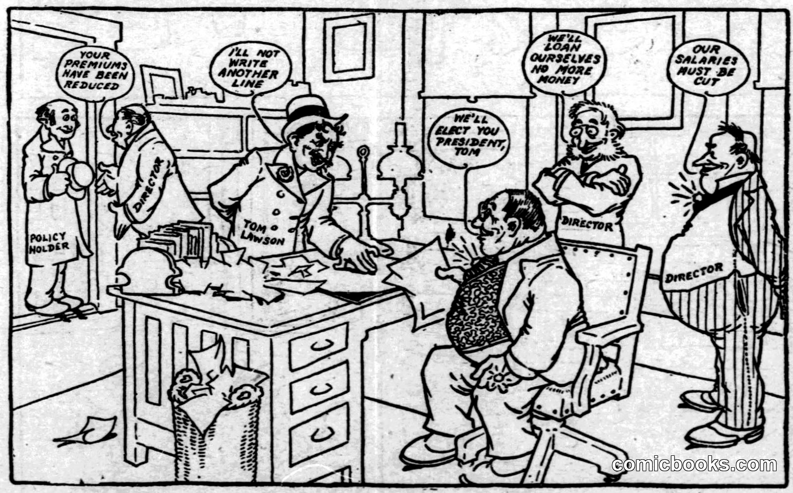 Office Scene with Policy Holder and Directors