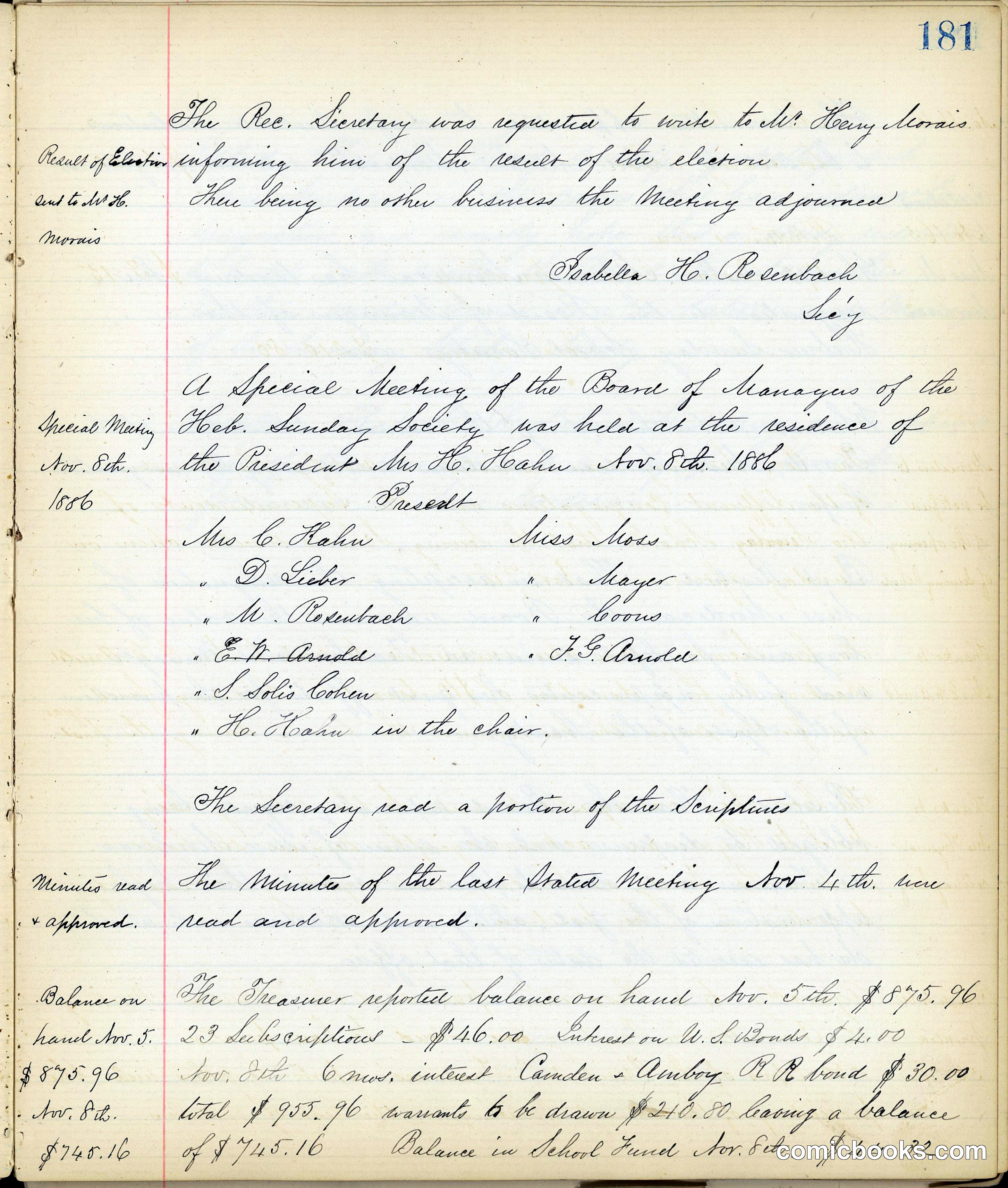 Administrative Minutes, Hebrew Sunday School Society of Philadelphia