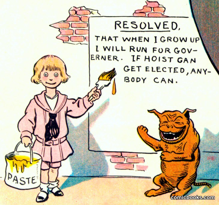 Political Cartoon with Comic Strip Characters
