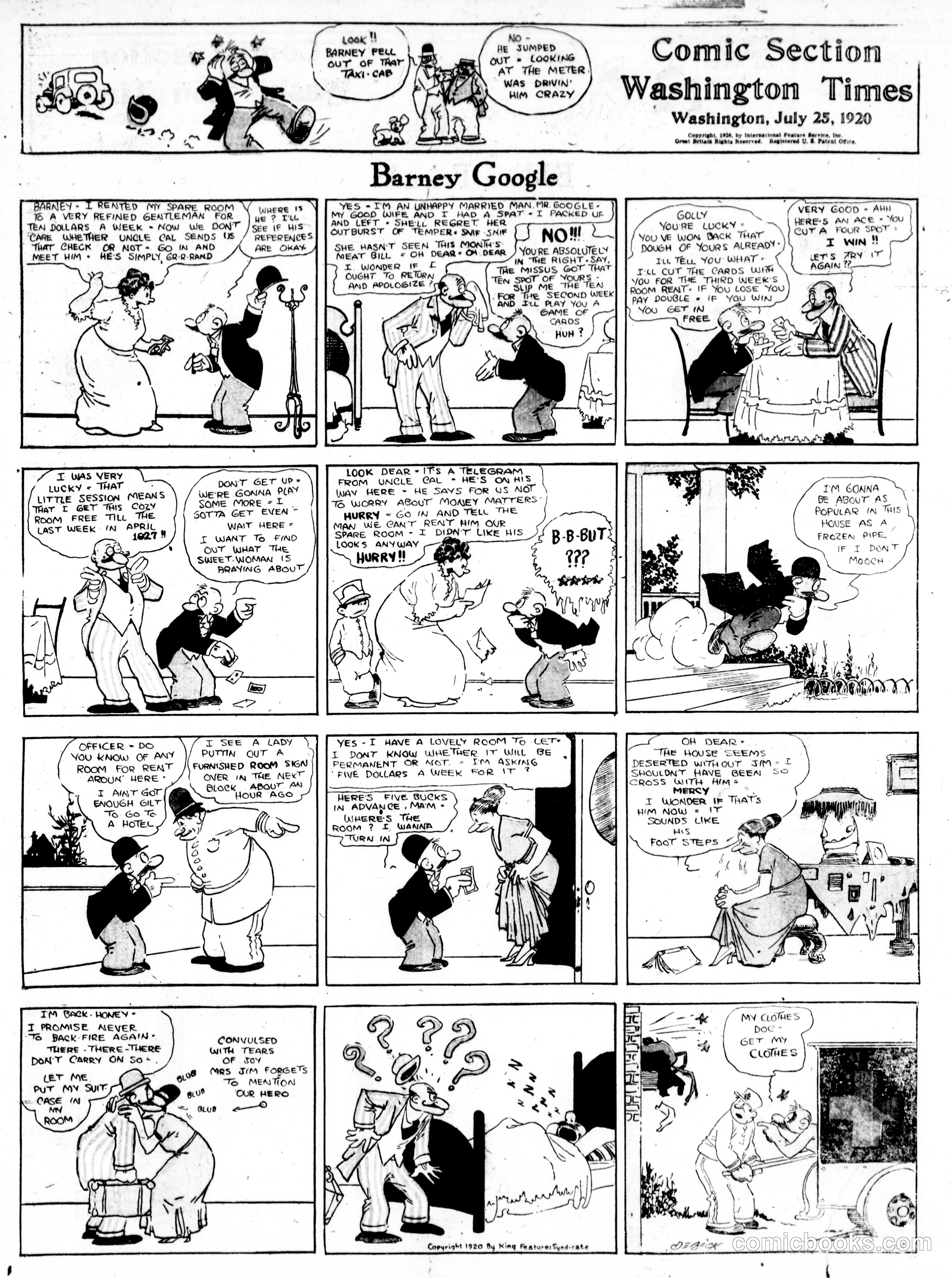 Barney Google — The Washington Times, July 25, 1920