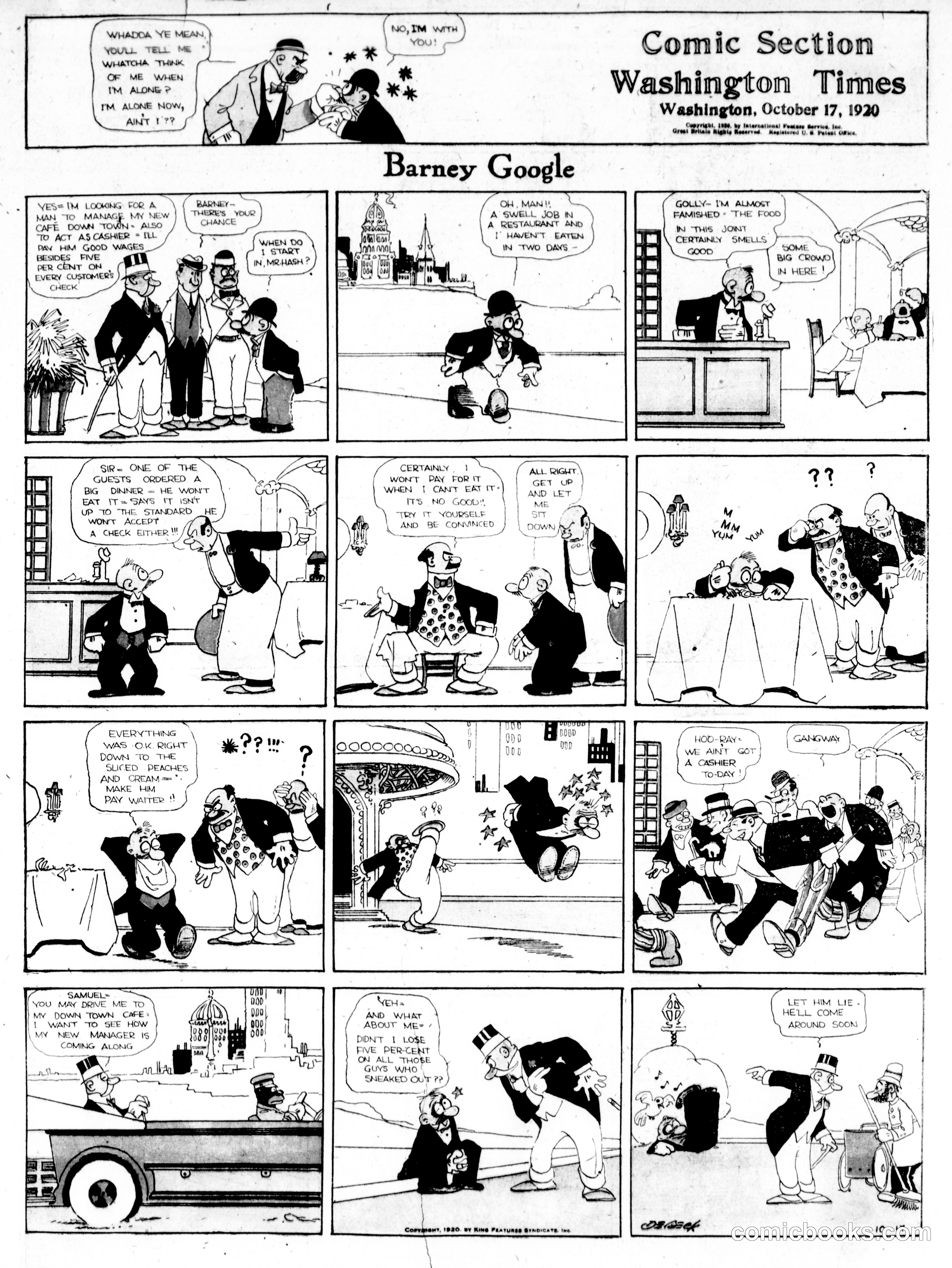 Barney Google — The Washington Times, October 17, 1920