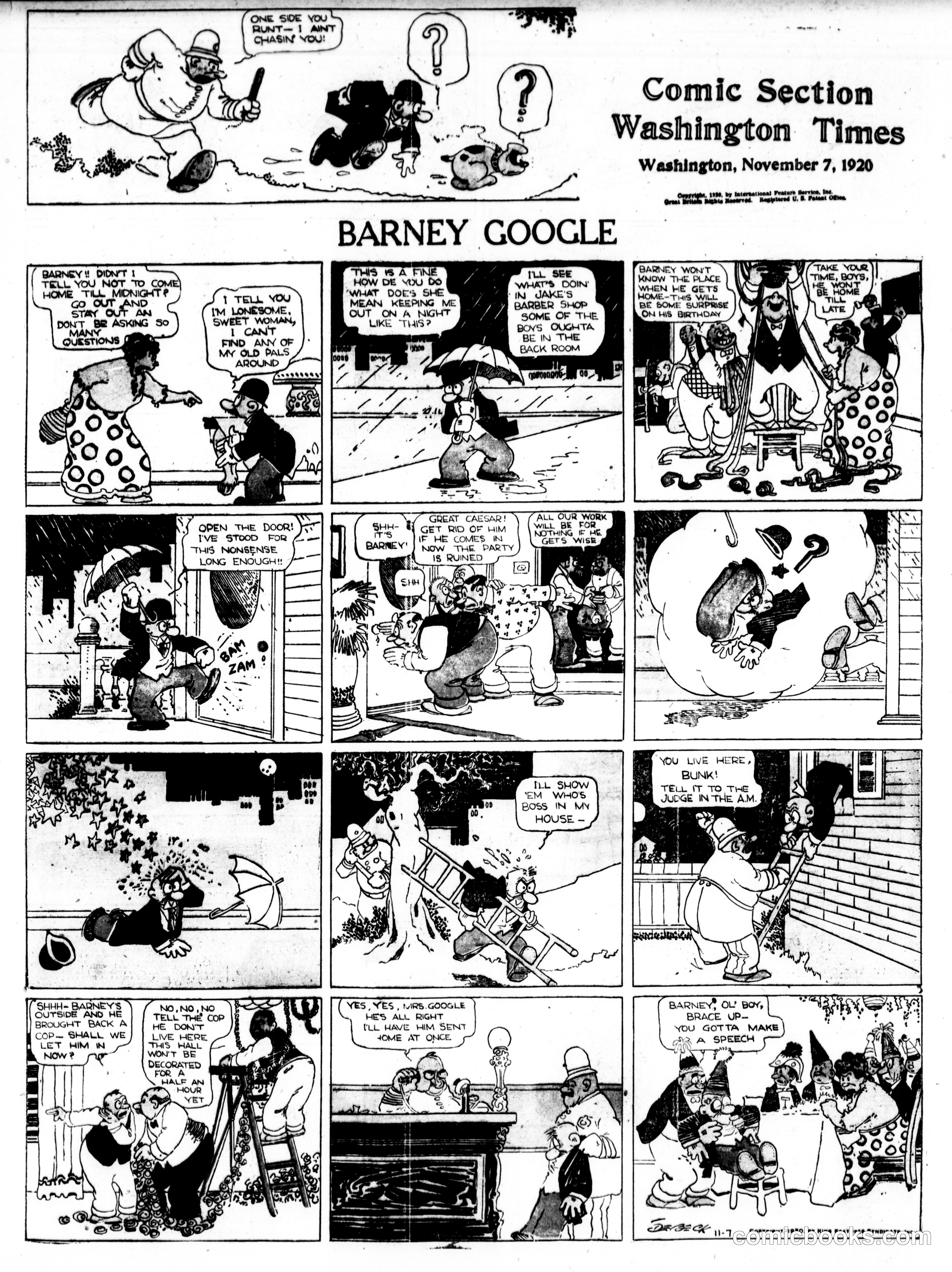 Barney Google — The Washington Times, November 7, 1920
