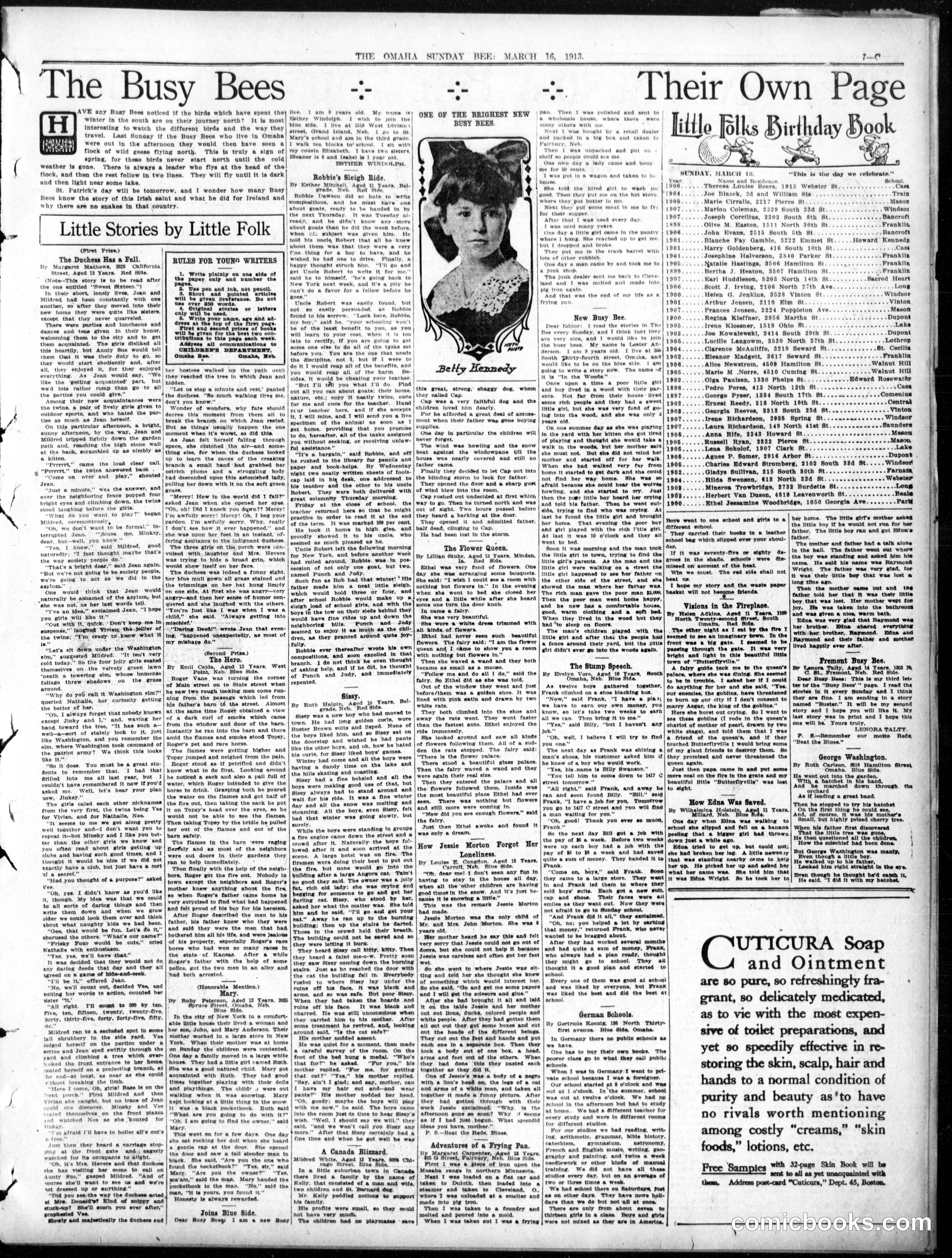 The Busy Bees — Children's Page, Omaha Daily Bee