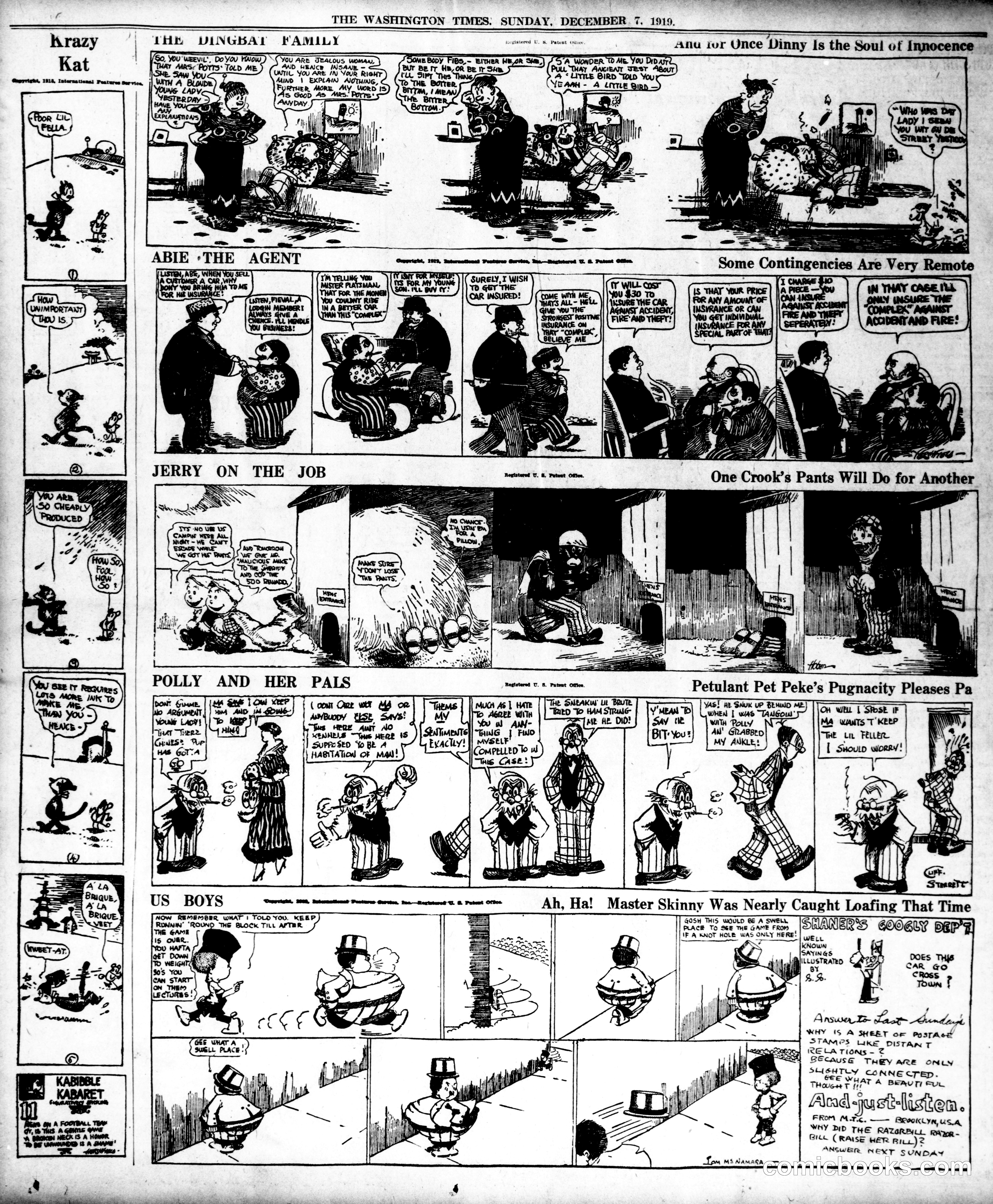 Krazy Kat — The Washington Times, December 7, 1919