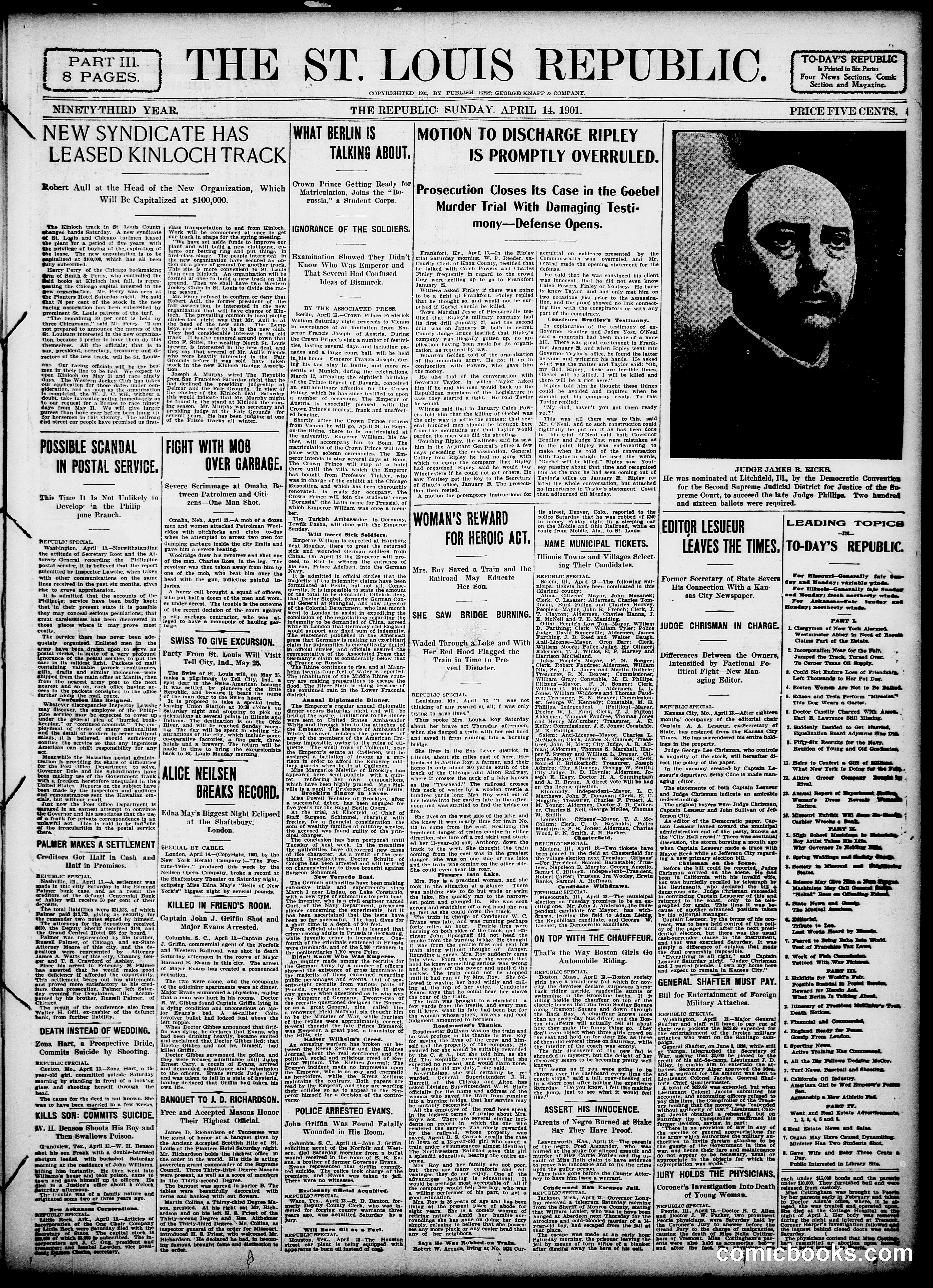 Sunday Newspaper Comic Section