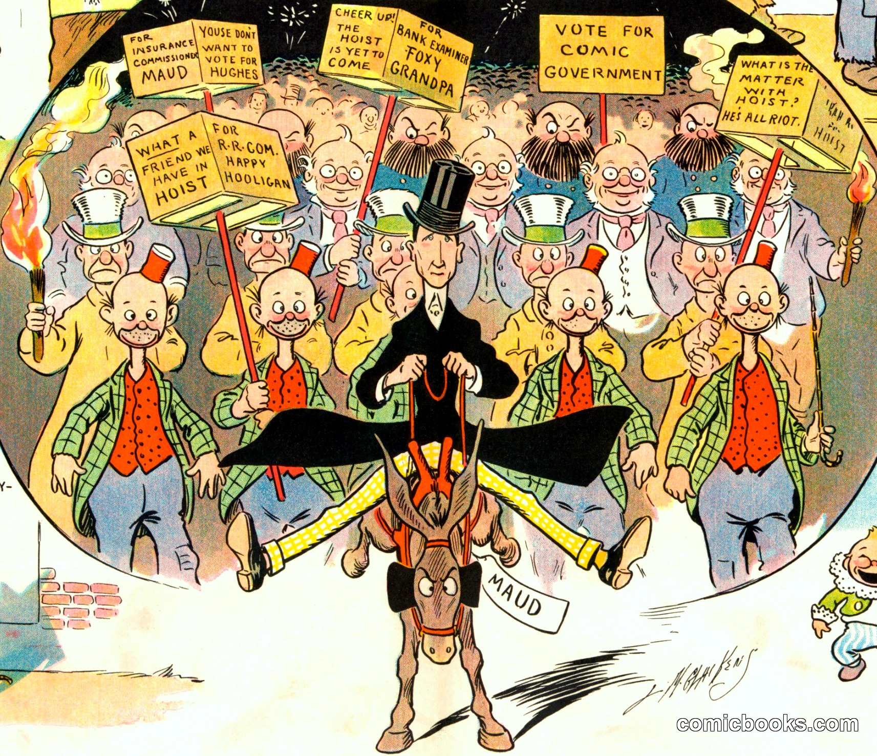 Political Cartoon with Comic Strip Characters, 1906