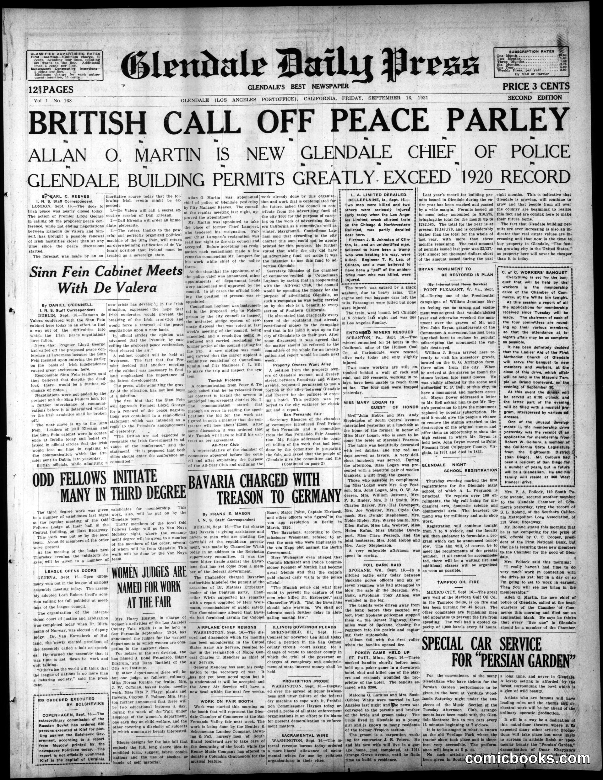 Glendale Daily Press, September 16, 1921