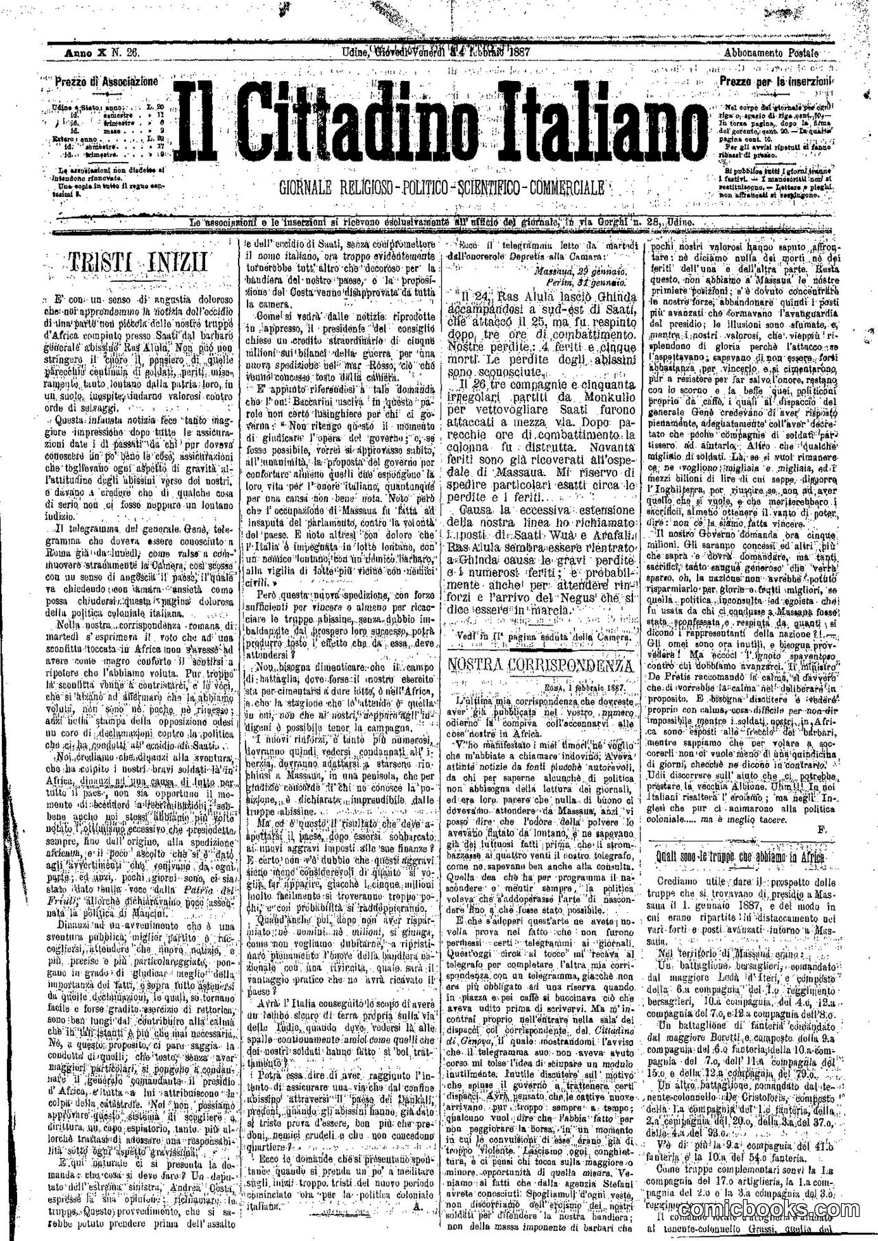 Il Cittadino Italiano: Italian Newspaper Page, 1885