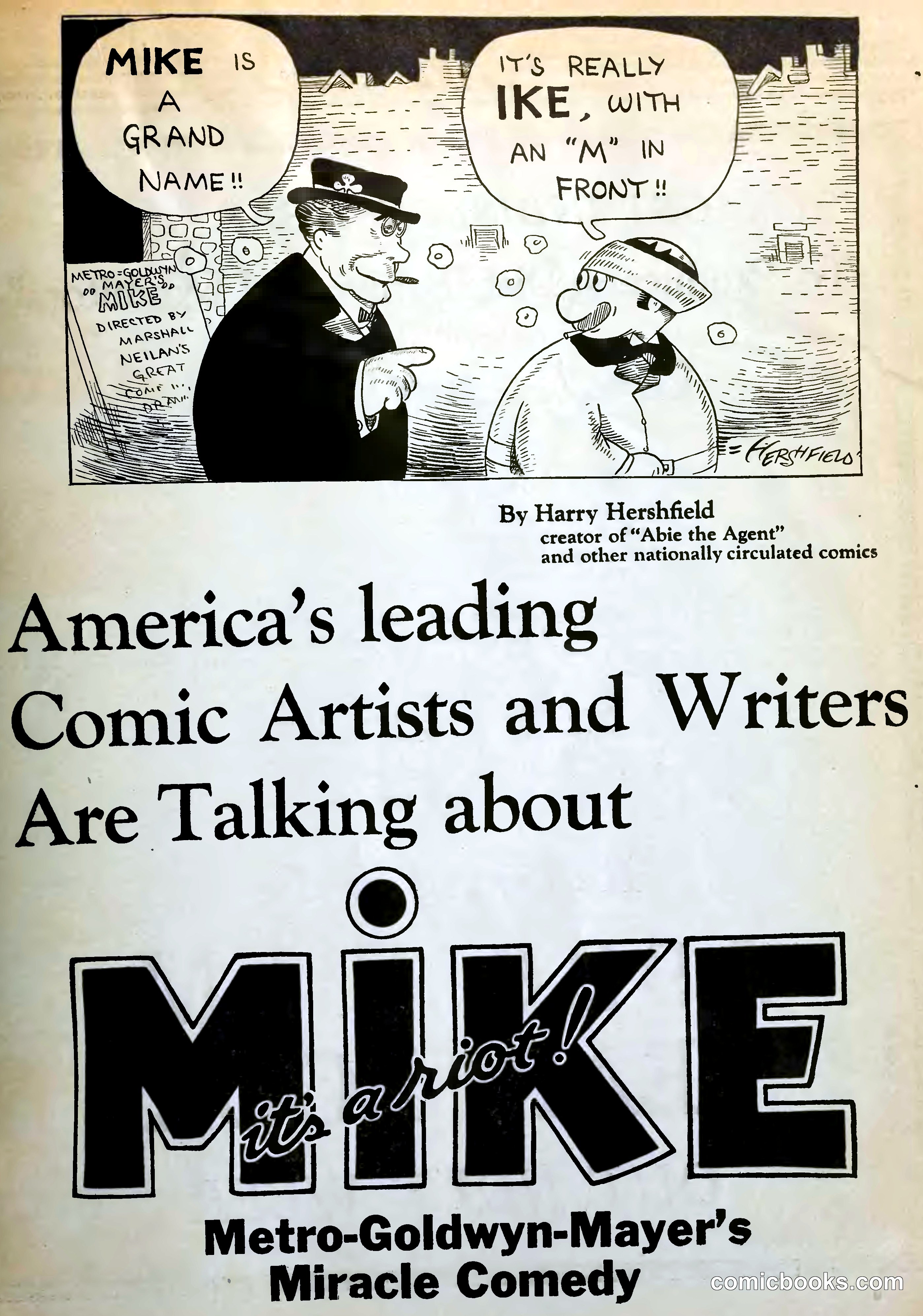 Harry Hershfield's Comic Strip Advertisement for MGM's 'Mike'