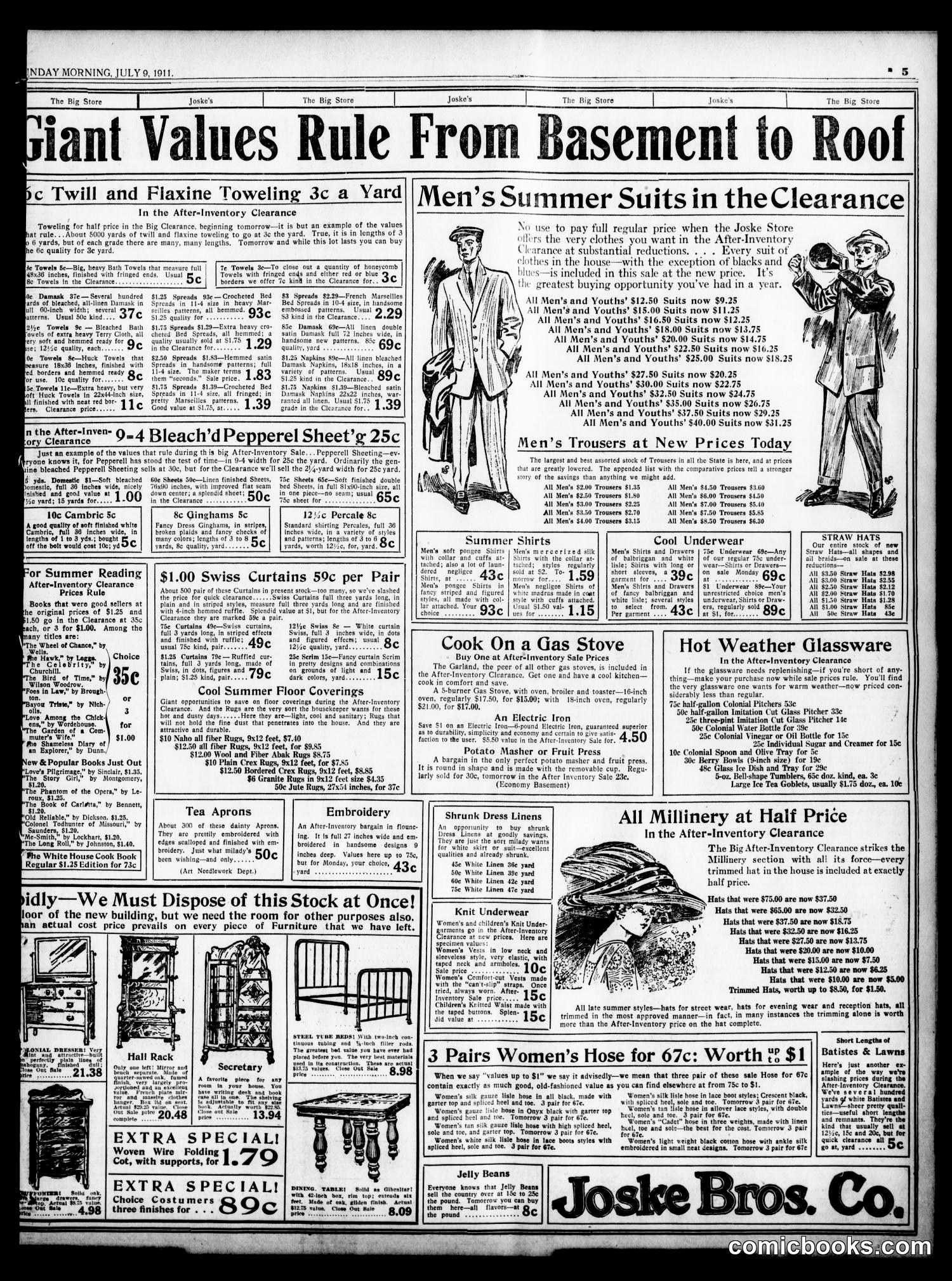 Sunday Newspaper Advertisement Page, 1911
