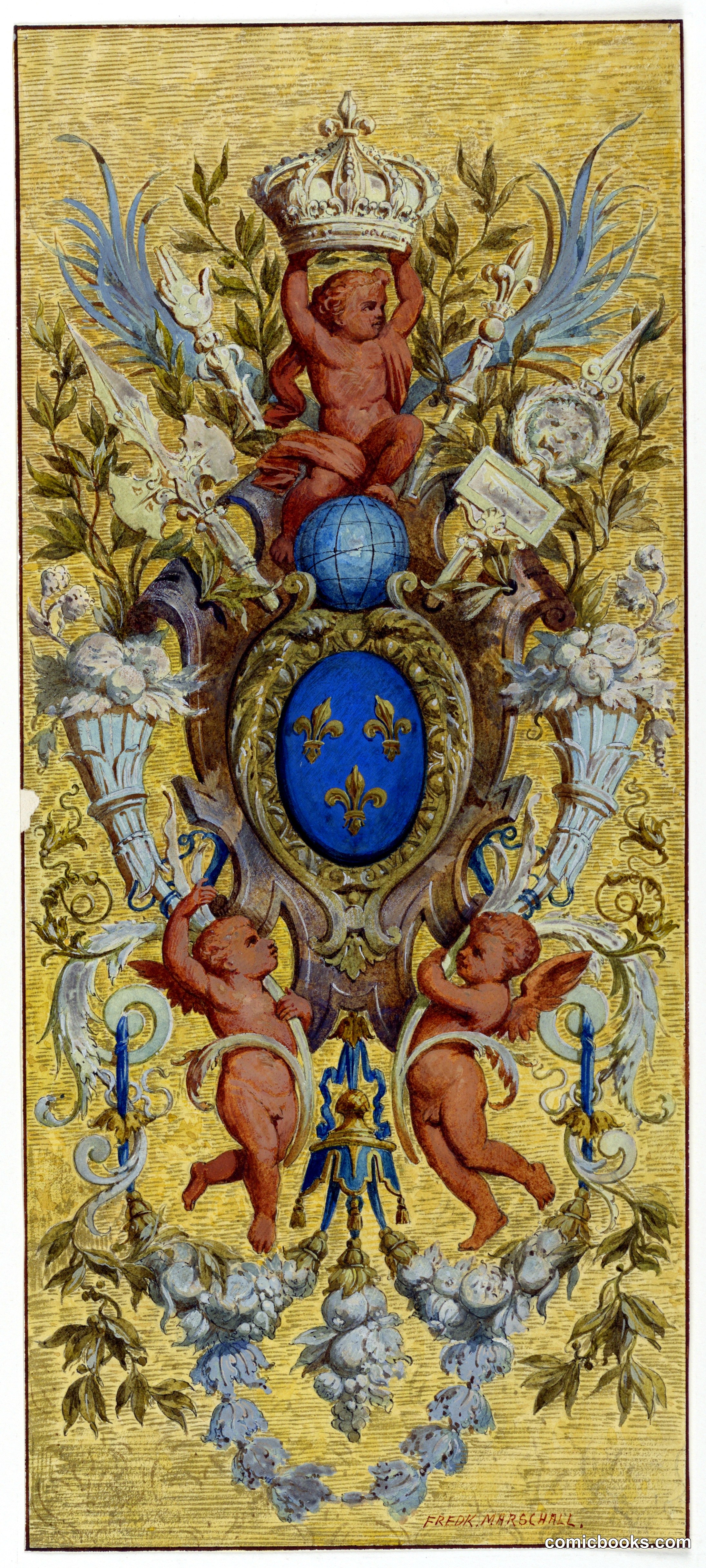Heraldic Panel with Cherubs