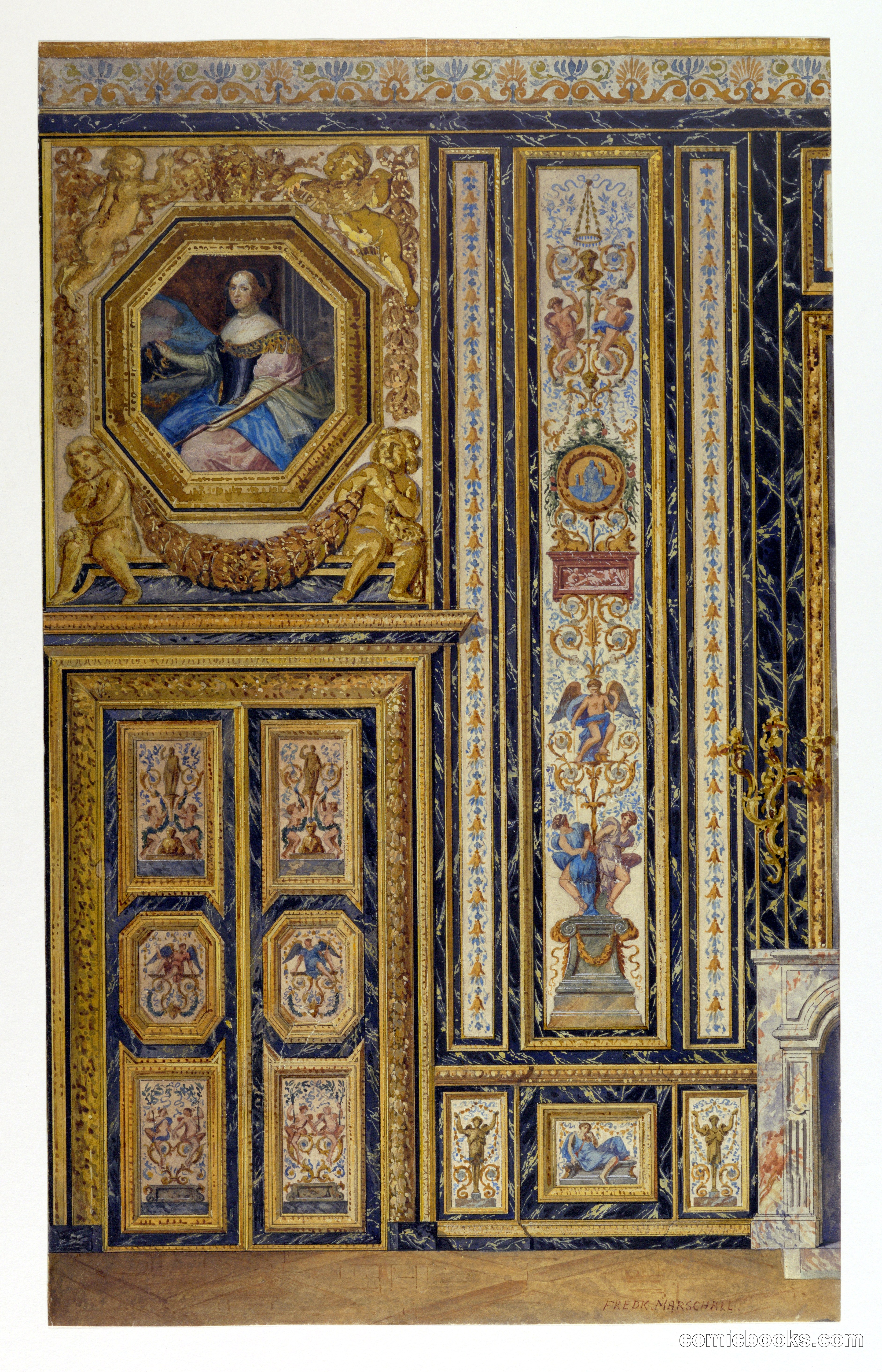 Salon Interior Design Study, Palace of Fontainebleau