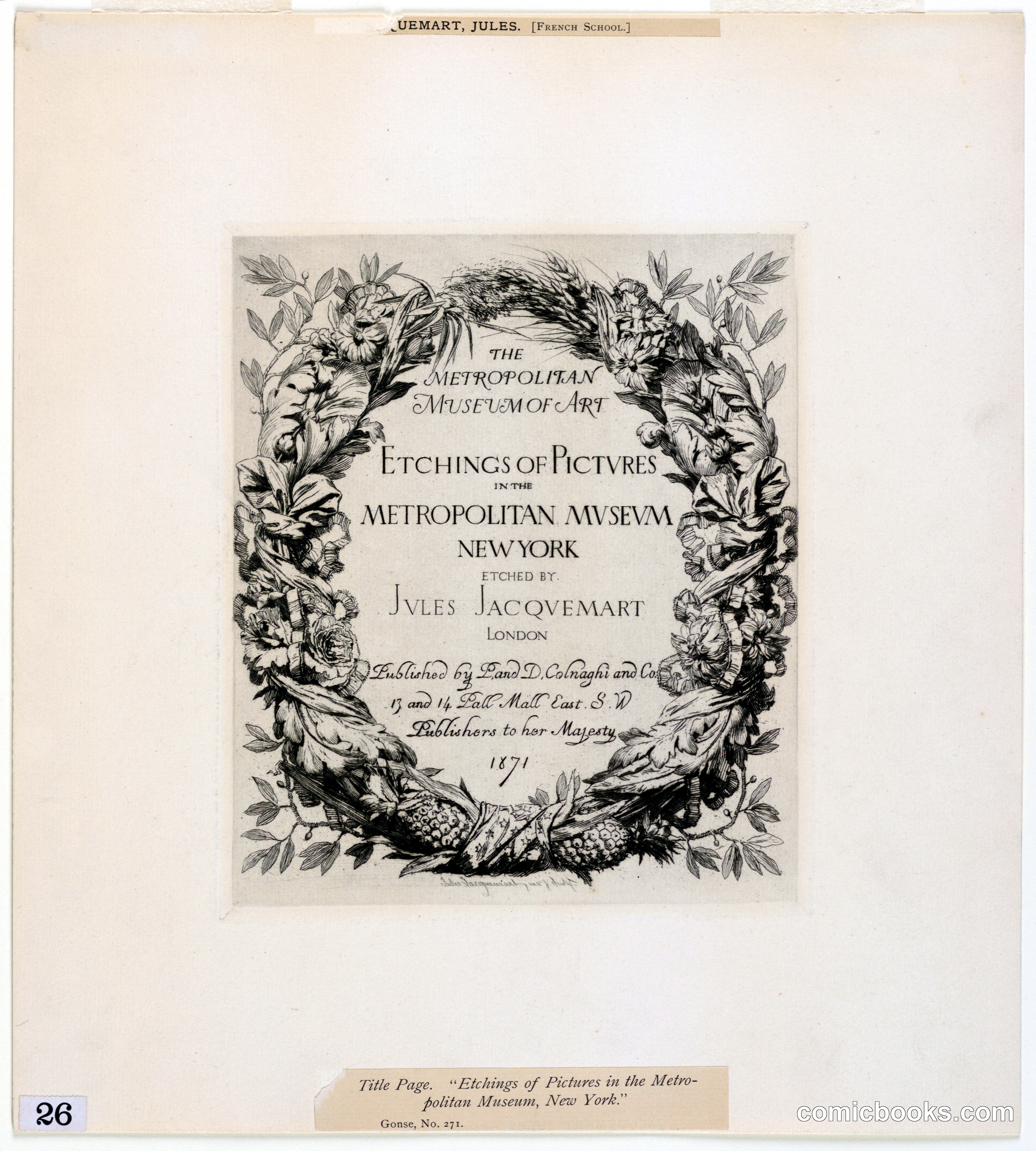 Title Page from Etchings of Pictures in the Metropolitan Museum, New York