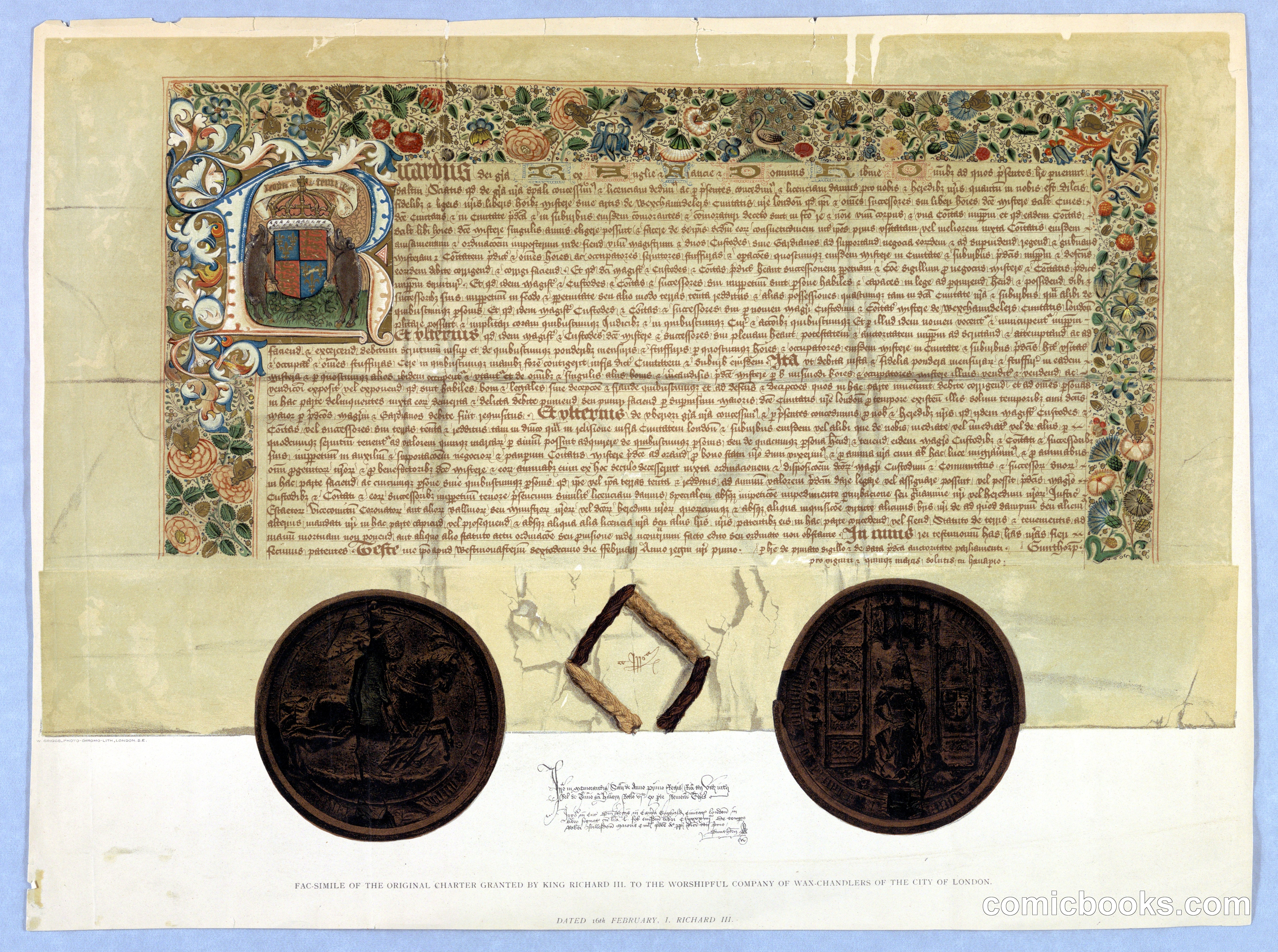 Charter of King Richard III to the Wax-Chandlers Company