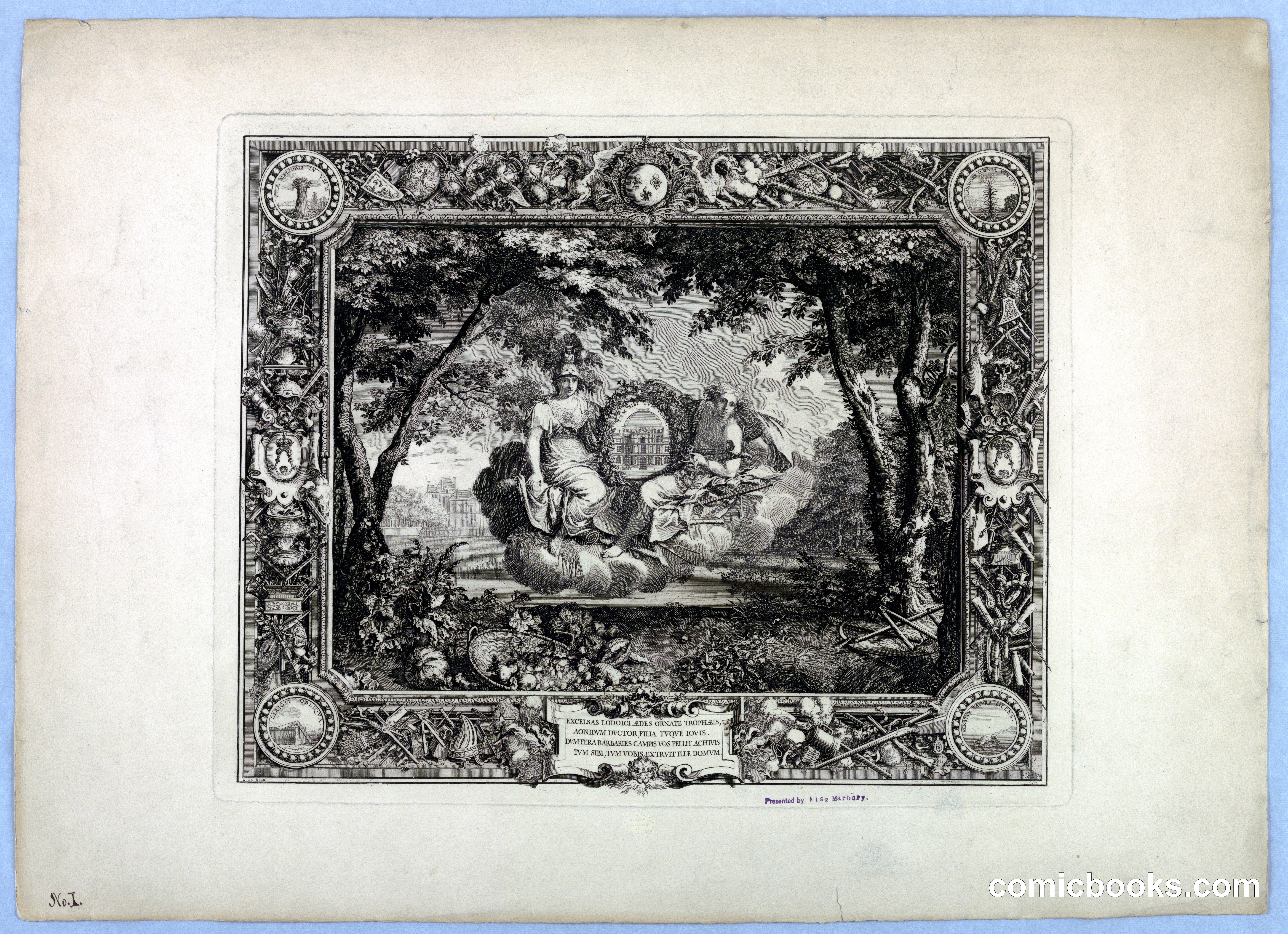 Allegorical Engraving with Decorative Border
